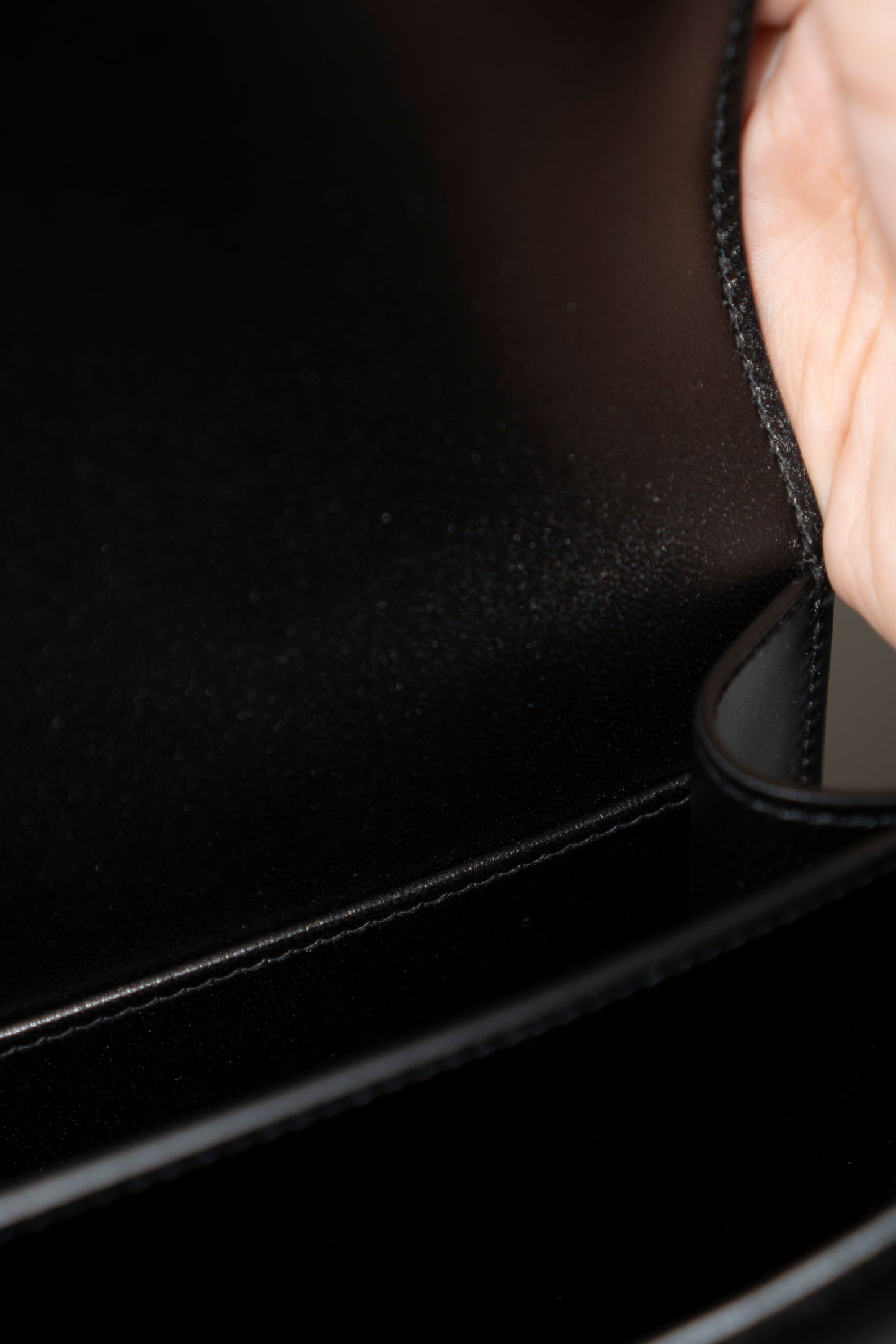 Constanc 18 – Black Box Leather with Stud Detailing