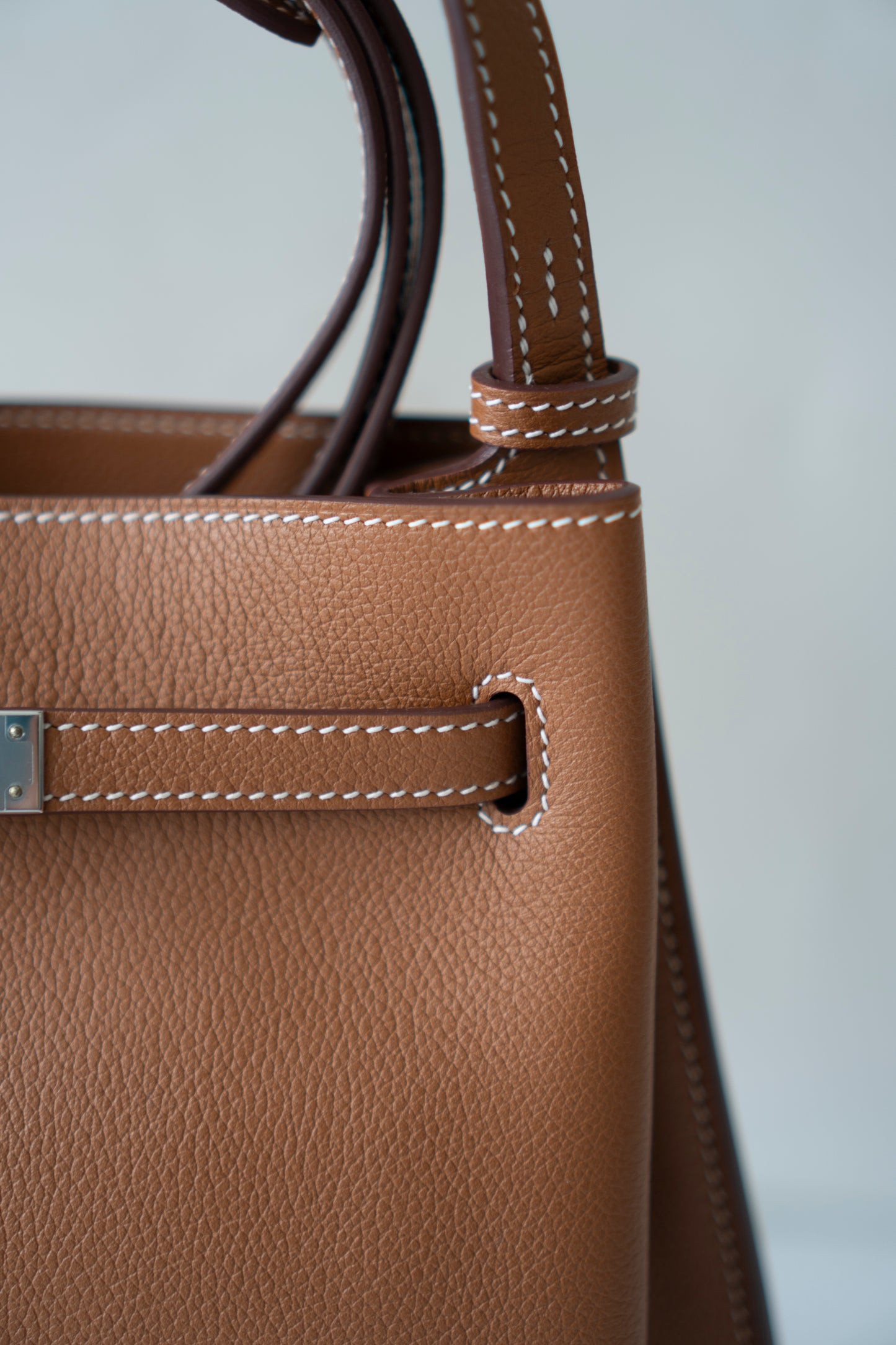 So Kelly Mini – Gold Evercolor Leather with Palladium Hardware (no logo)