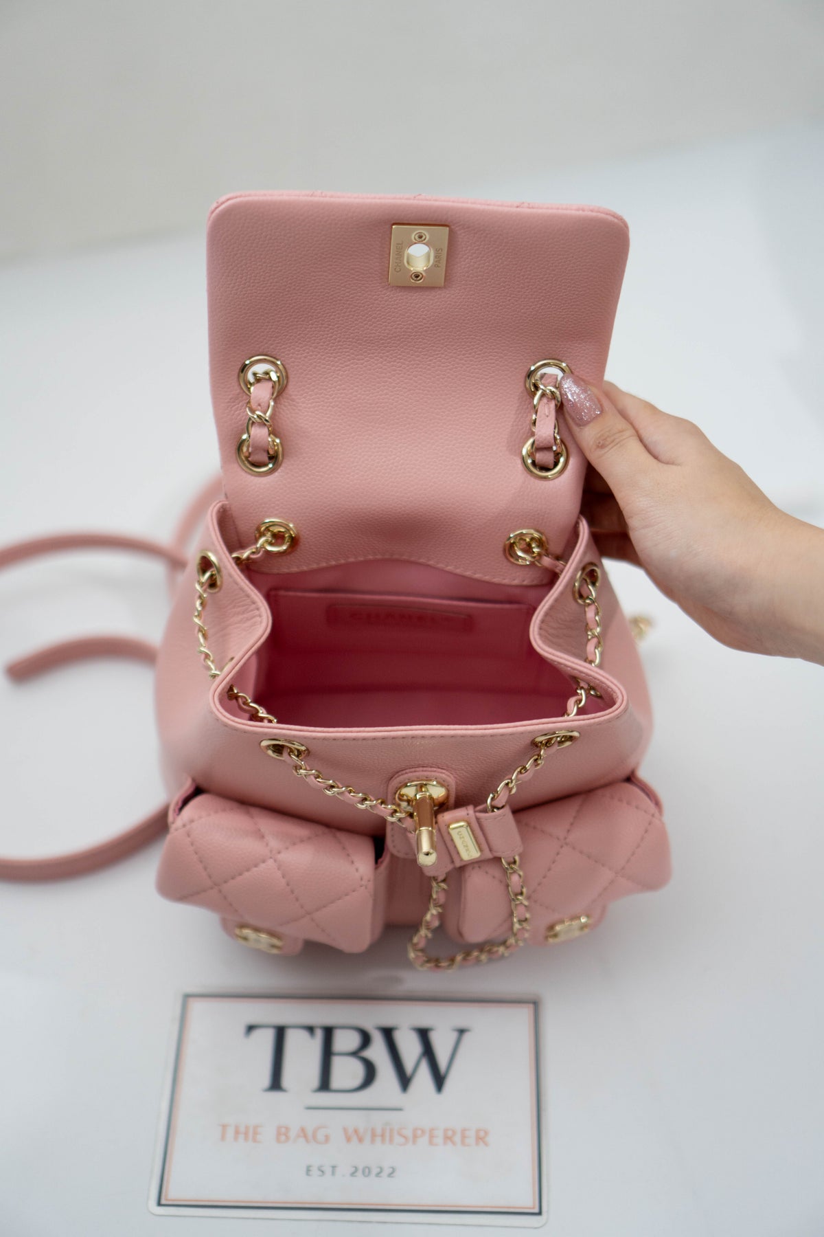 CC Duma Backpack with Front Pockets – Light Pink Caviar