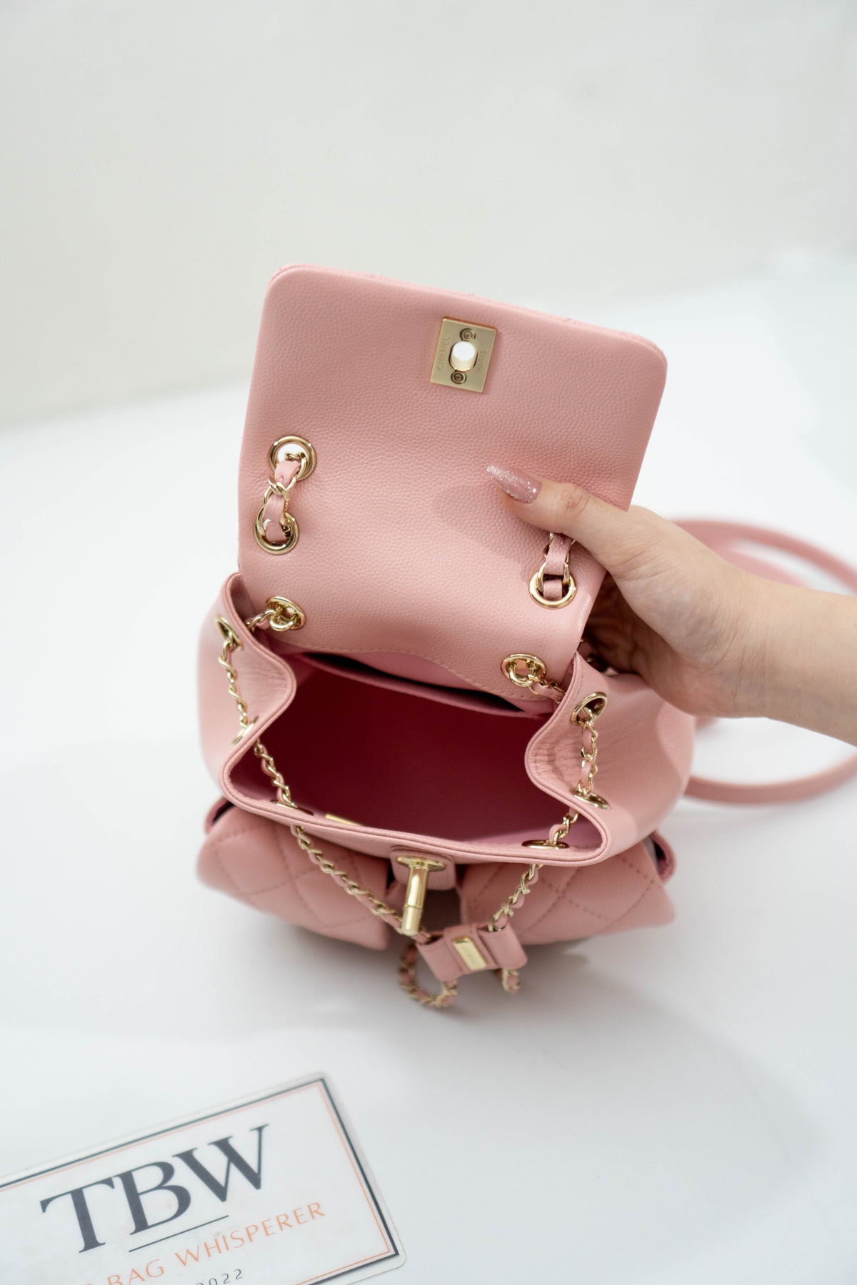 CC Duma Backpack with Front Pockets – Light Pink Caviar