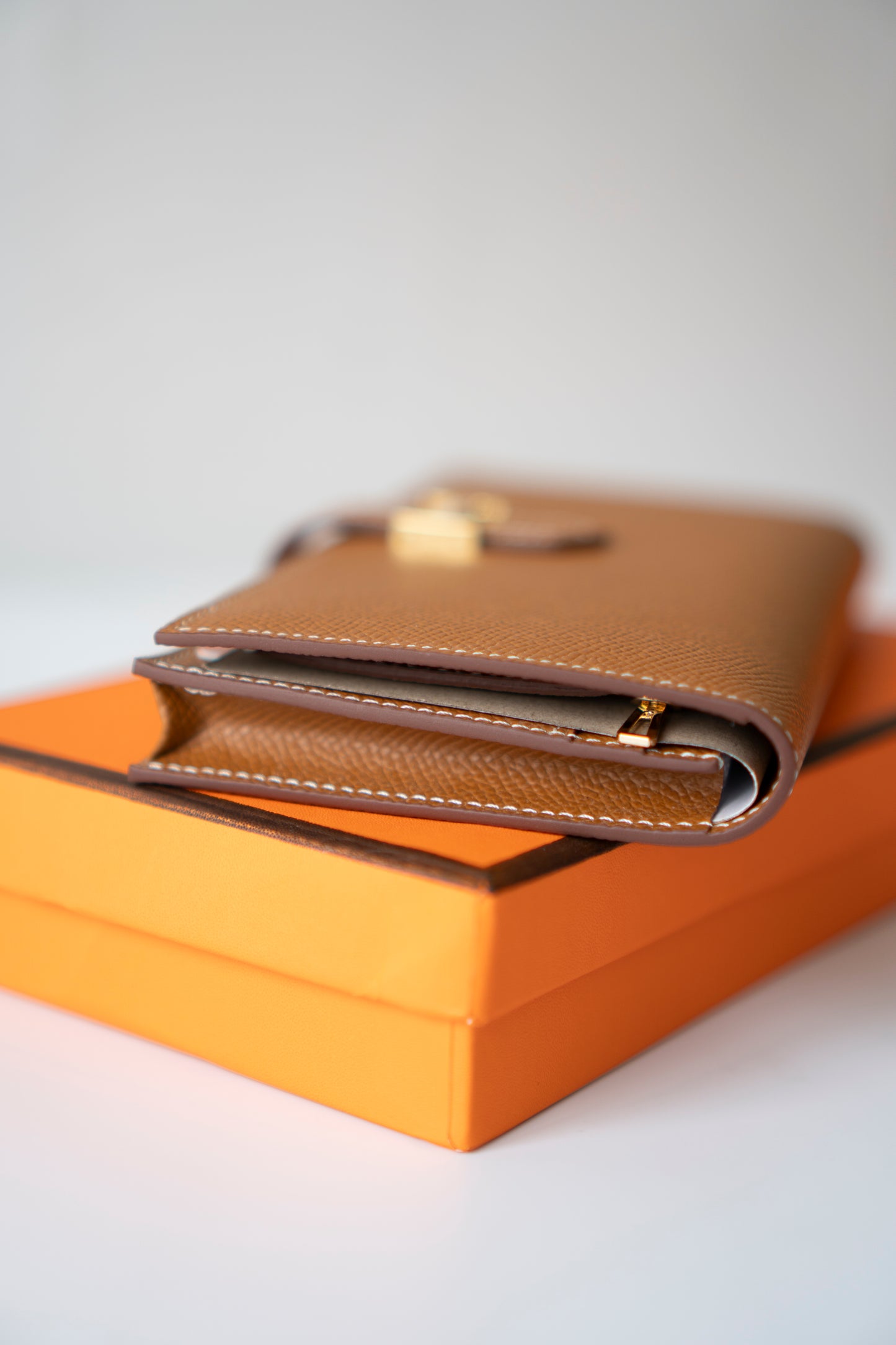 Long Epsom Wallet – Gold with Gold Hardware