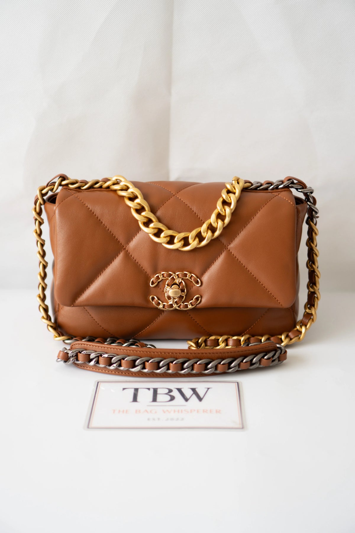 C19 Quilted Chain Flap Bag – Small Caramel Lambskin with Gold Hardware