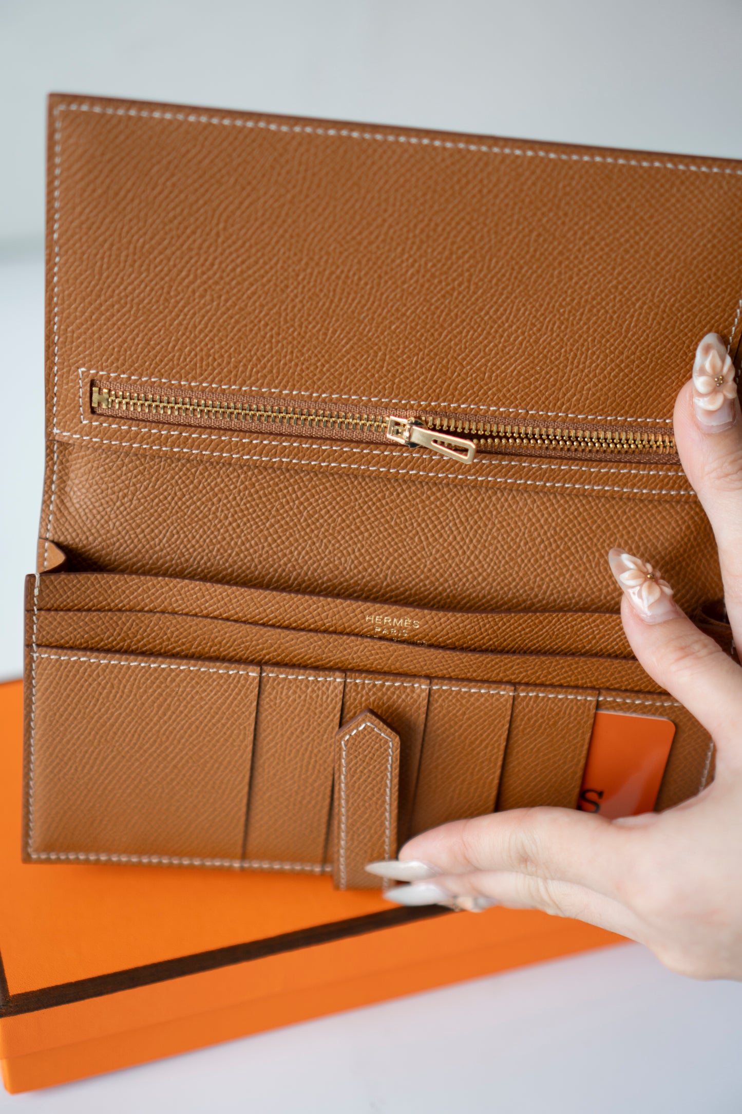Long Epsom Wallet – Gold with Gold Hardware