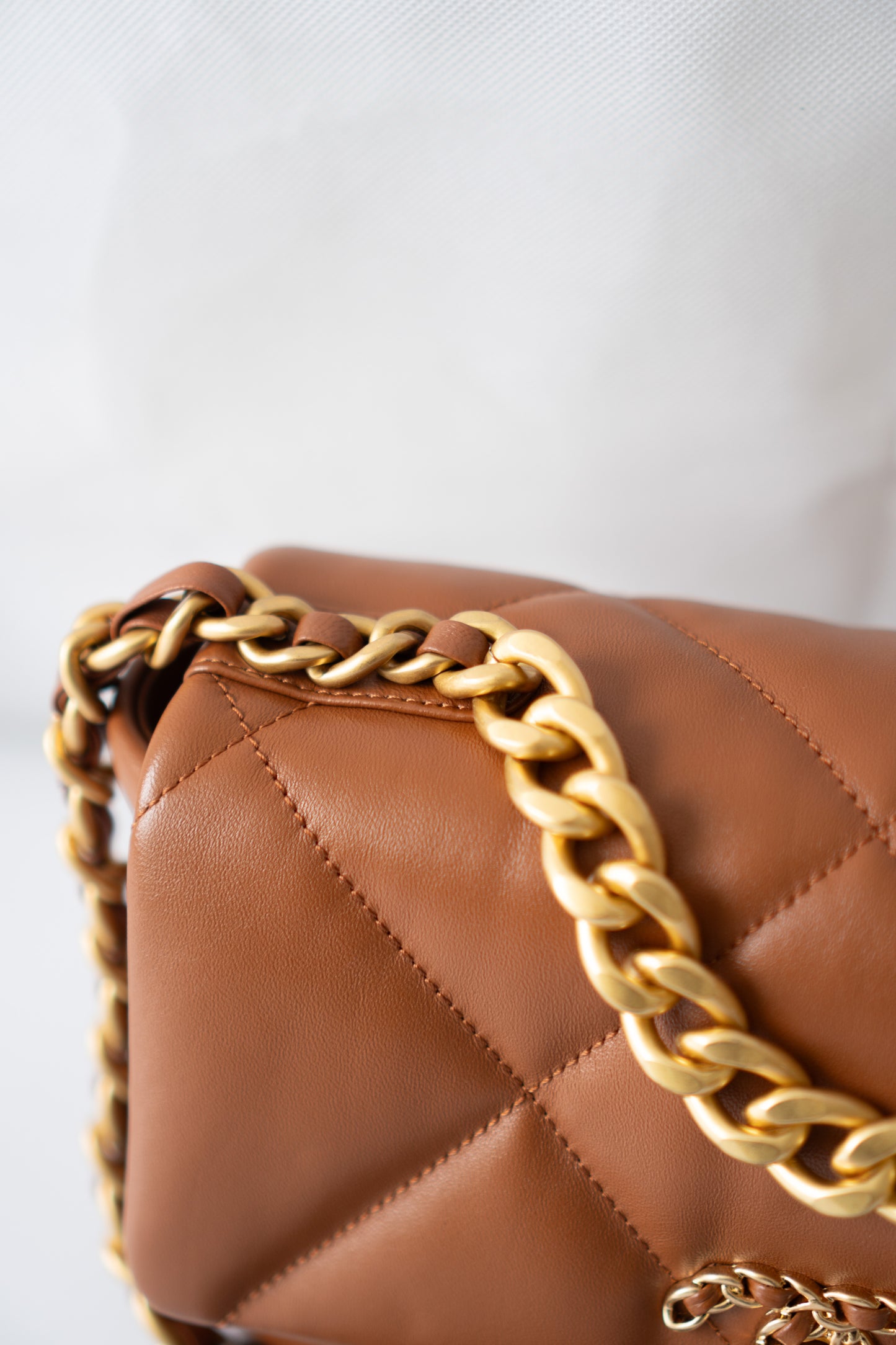 C19 Quilted Chain Flap Bag – Small Caramel Lambskin with Gold Hardware