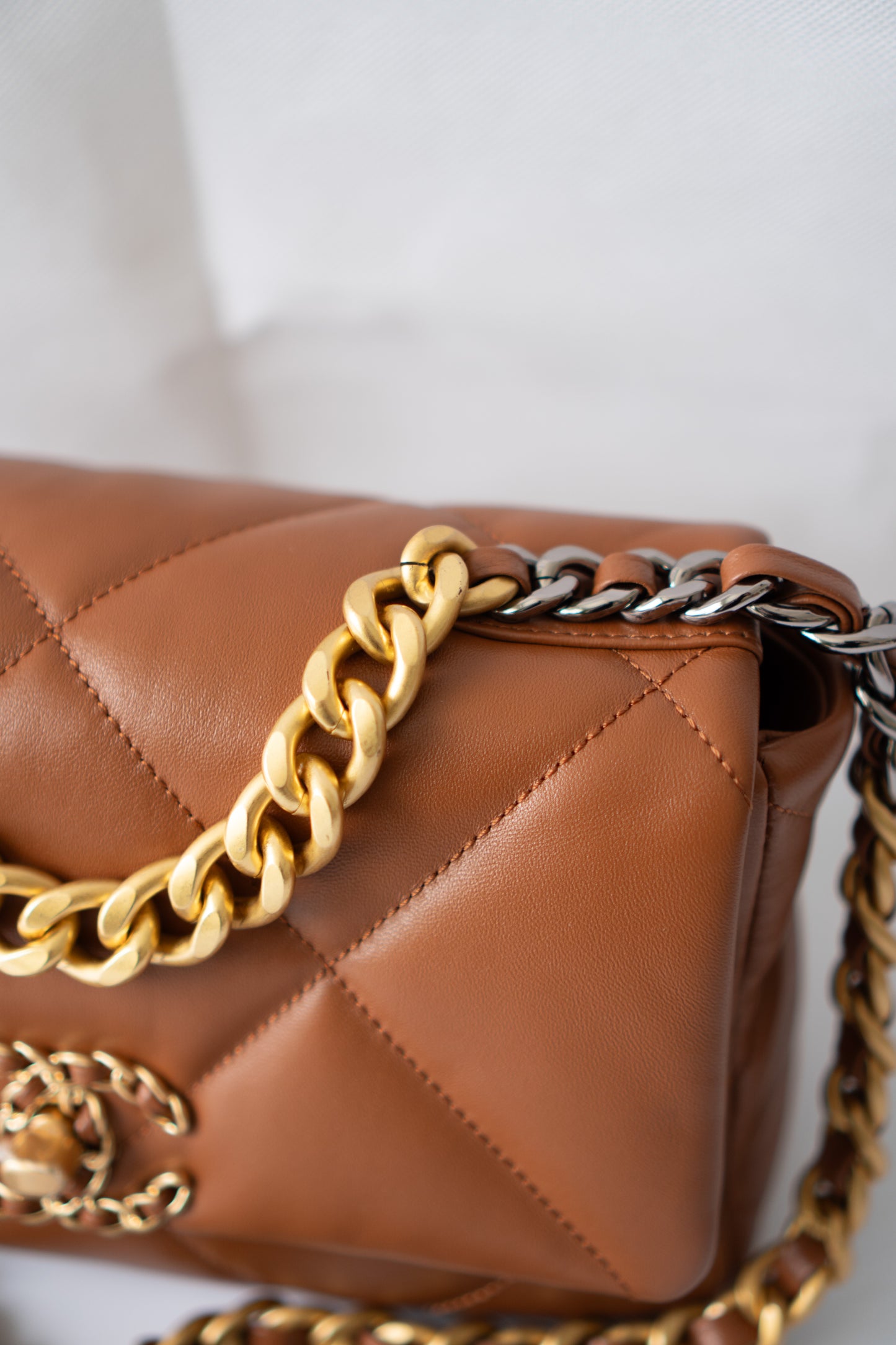 C19 Quilted Chain Flap Bag – Small Caramel Lambskin with Gold Hardware