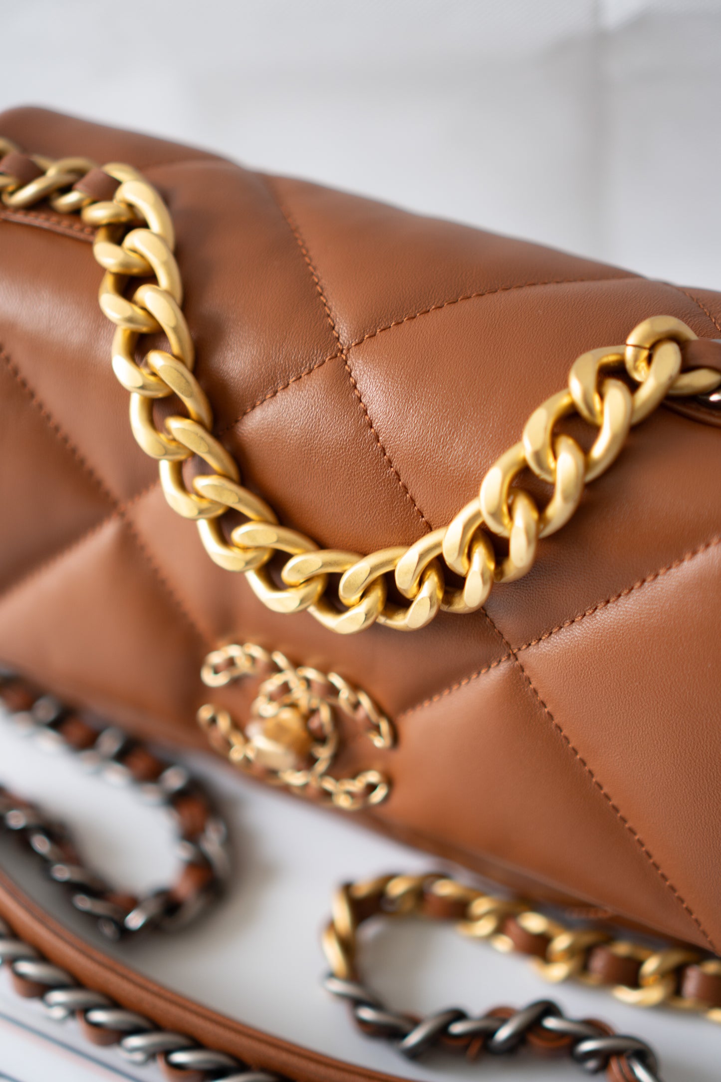 C19 Quilted Chain Flap Bag – Small Caramel Lambskin with Gold Hardware