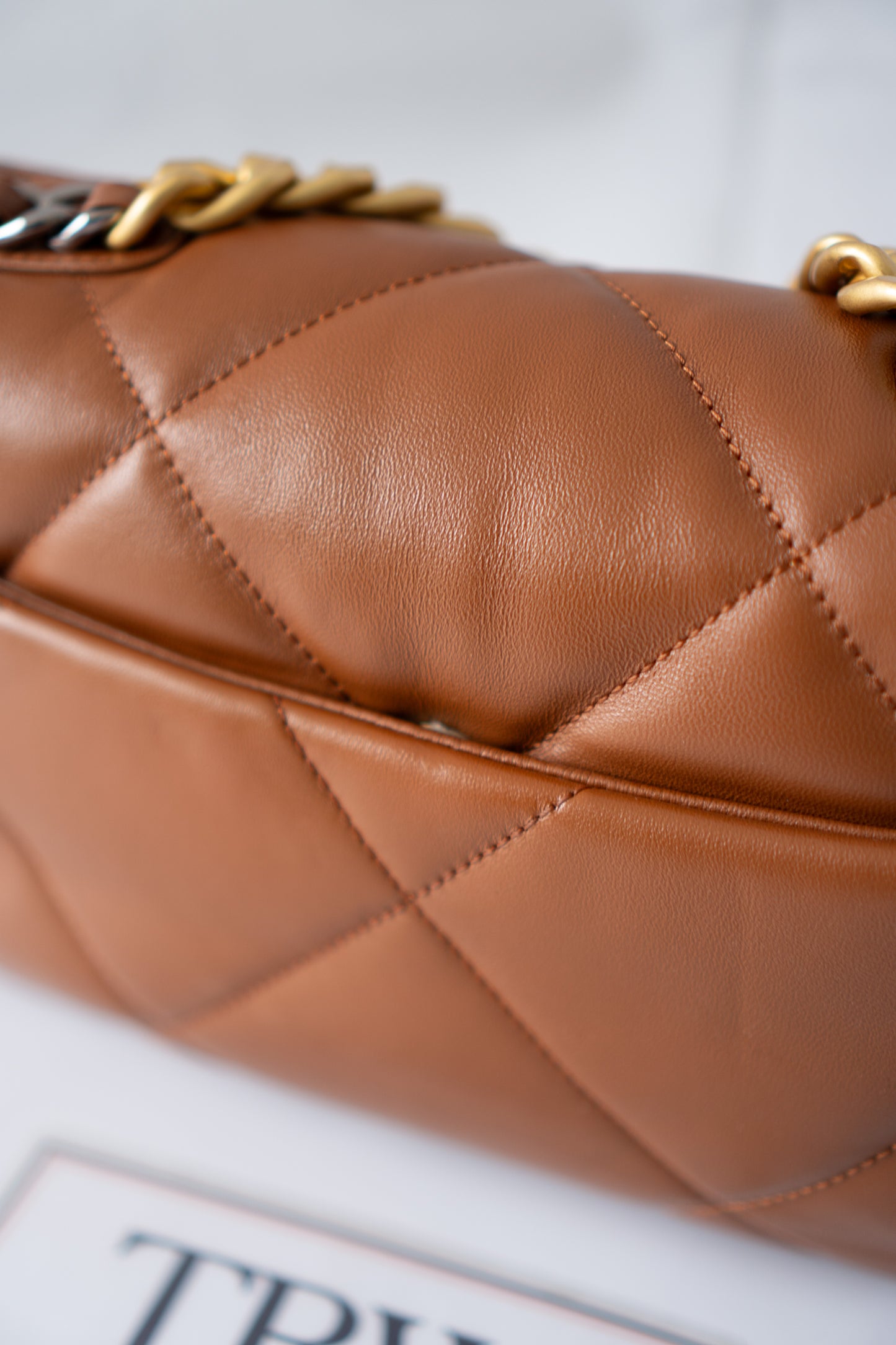 C19 Quilted Chain Flap Bag – Small Caramel Lambskin with Gold Hardware