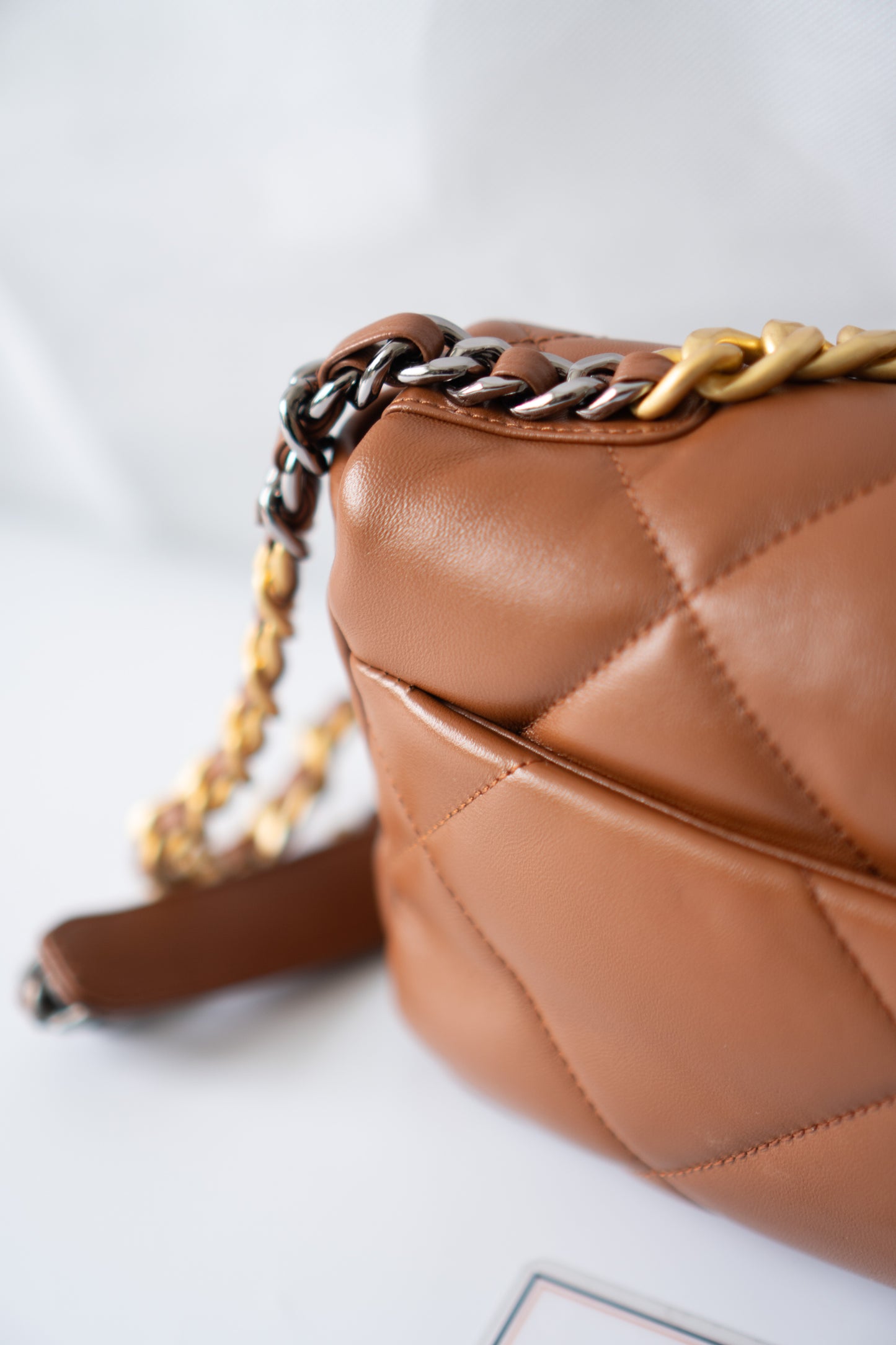 C19 Quilted Chain Flap Bag – Small Caramel Lambskin with Gold Hardware