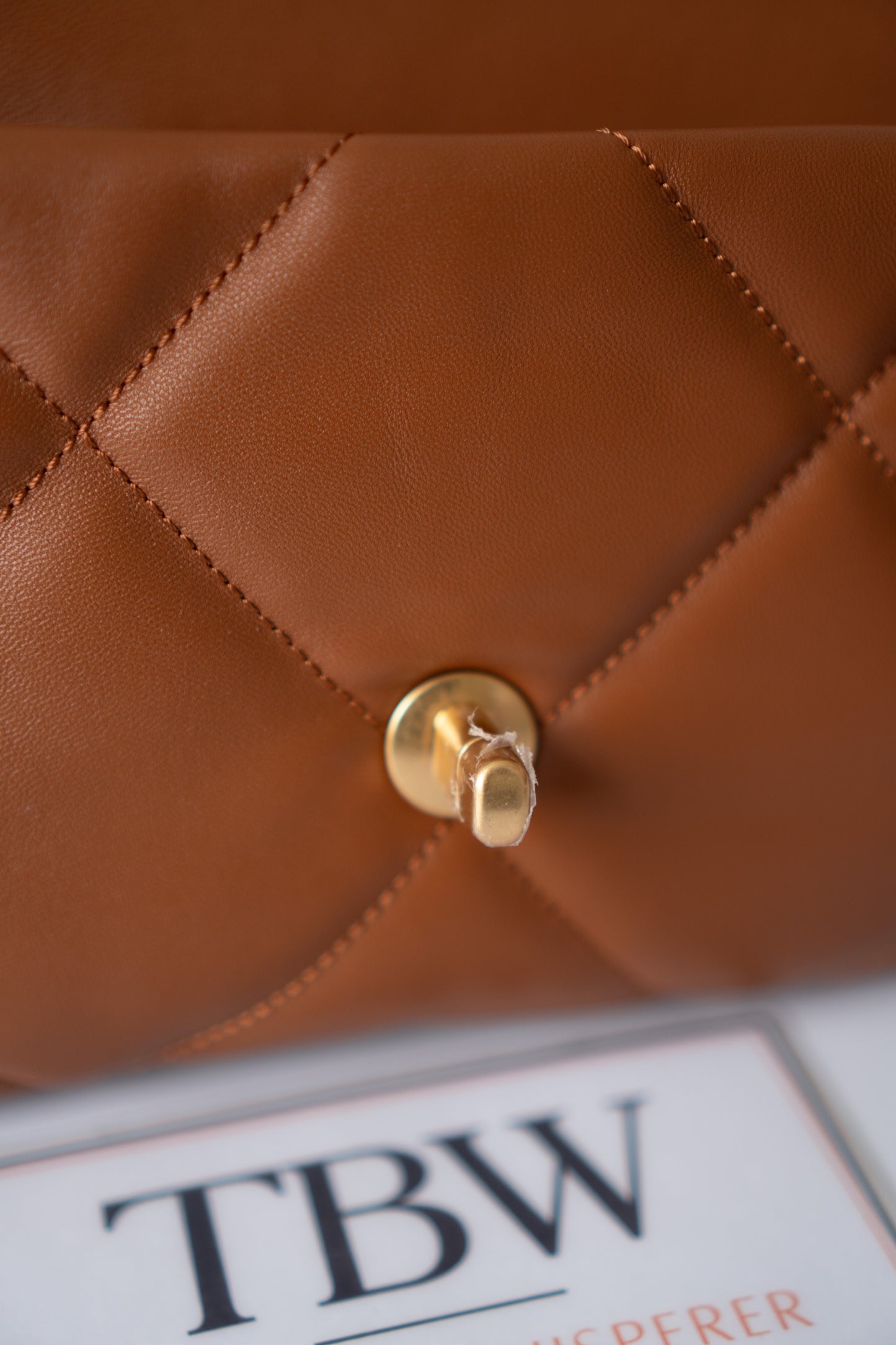 C19 Quilted Chain Flap Bag – Small Caramel Lambskin with Gold Hardware