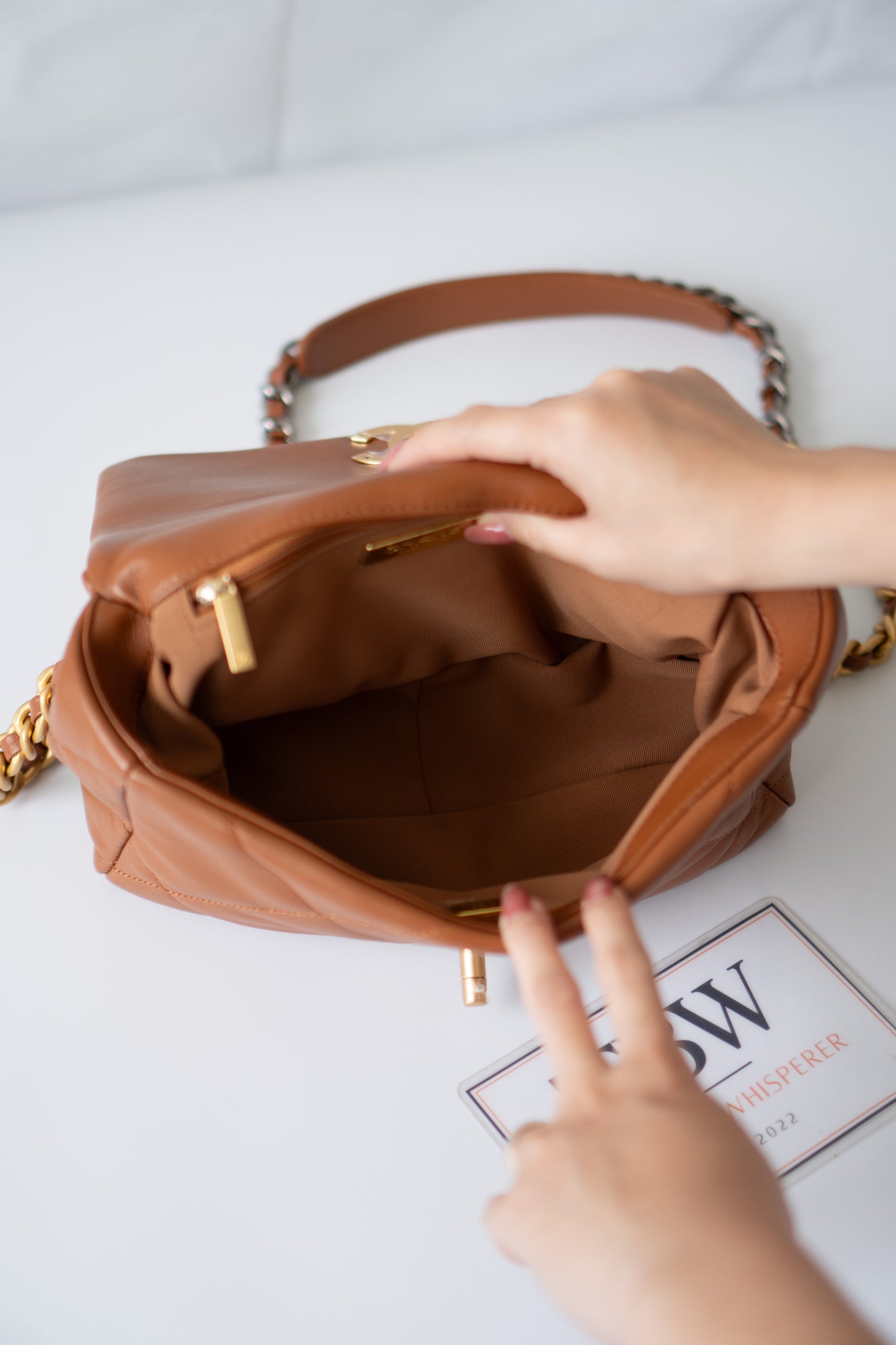 C19 Quilted Chain Flap Bag – Small Caramel Lambskin with Gold Hardware