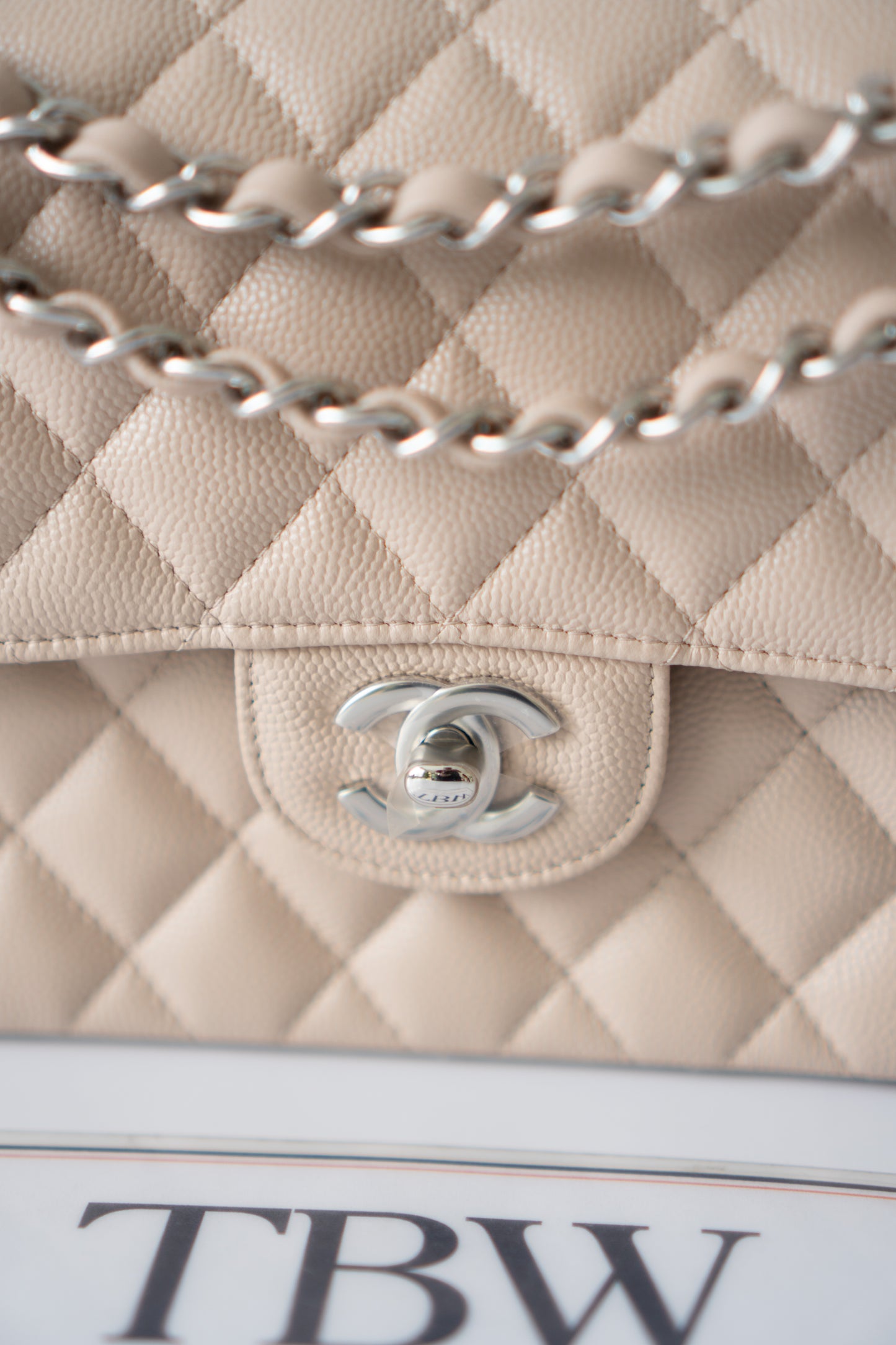 Classic Flap Quilted Flap Bag – Small Light Beige Caviar with Silver Hardware