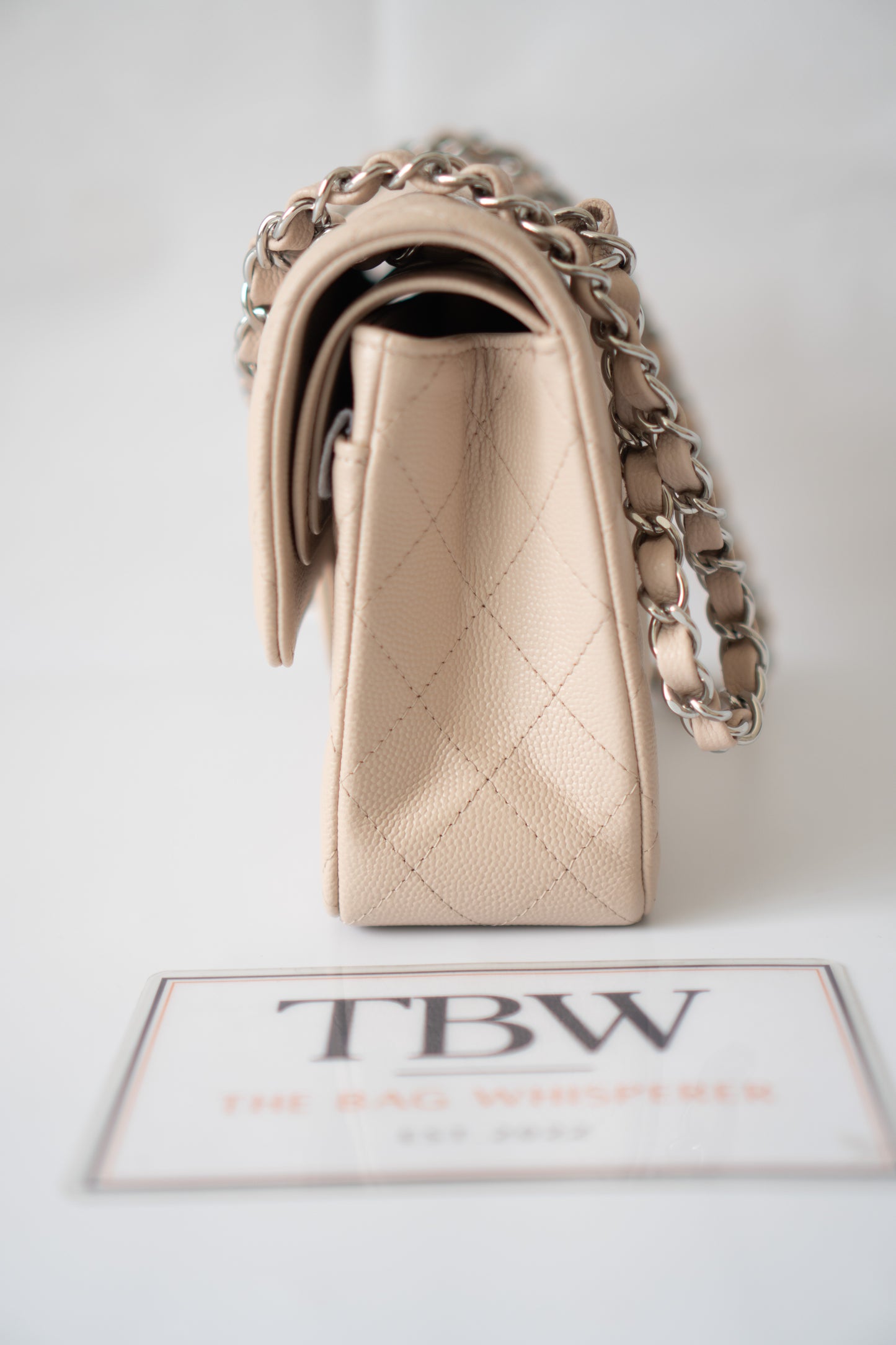 Classic Flap Quilted Flap Bag – Small Light Beige Caviar with Silver Hardware
