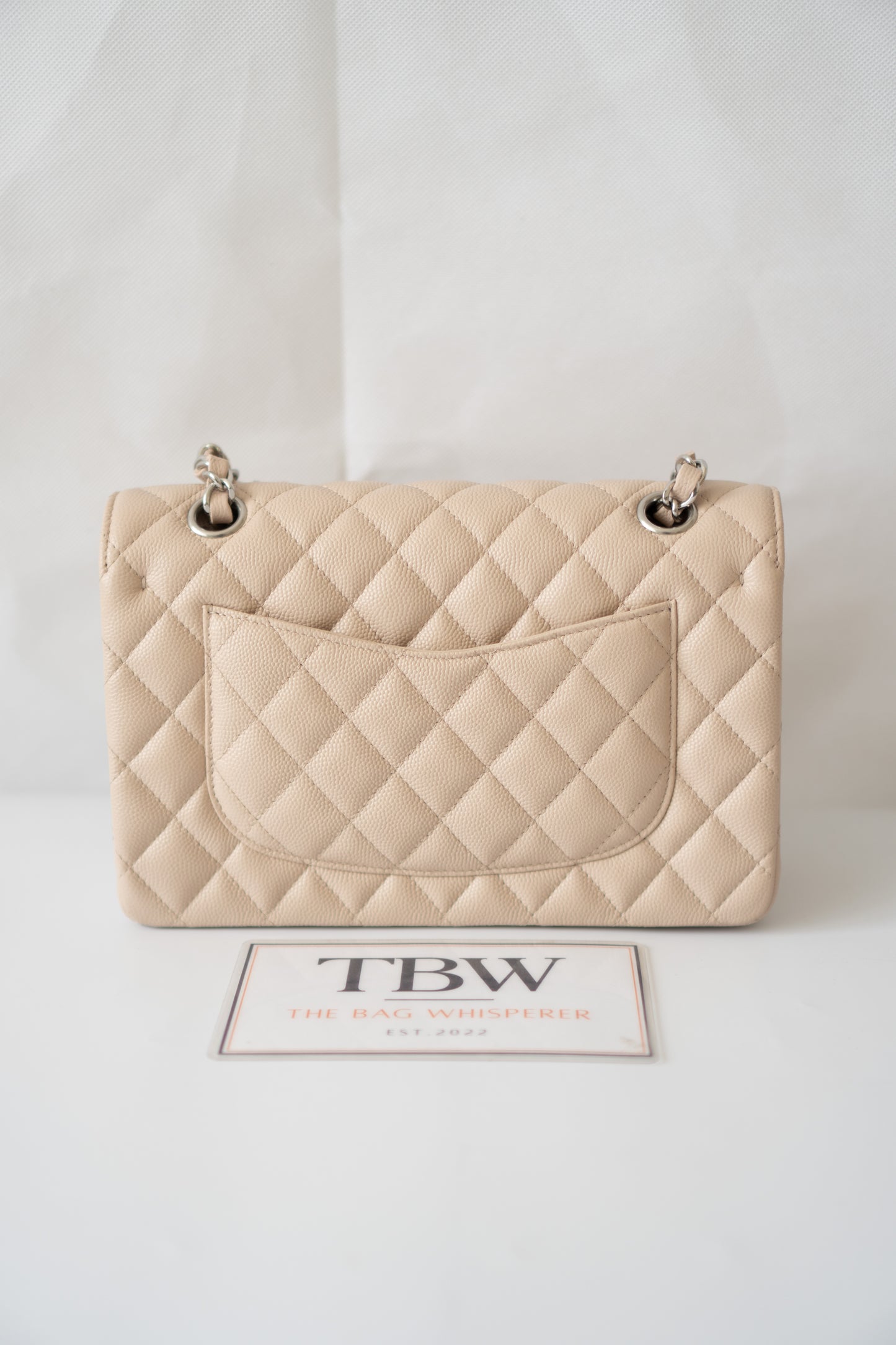 Classic Flap Quilted Flap Bag – Small Light Beige Caviar with Silver Hardware
