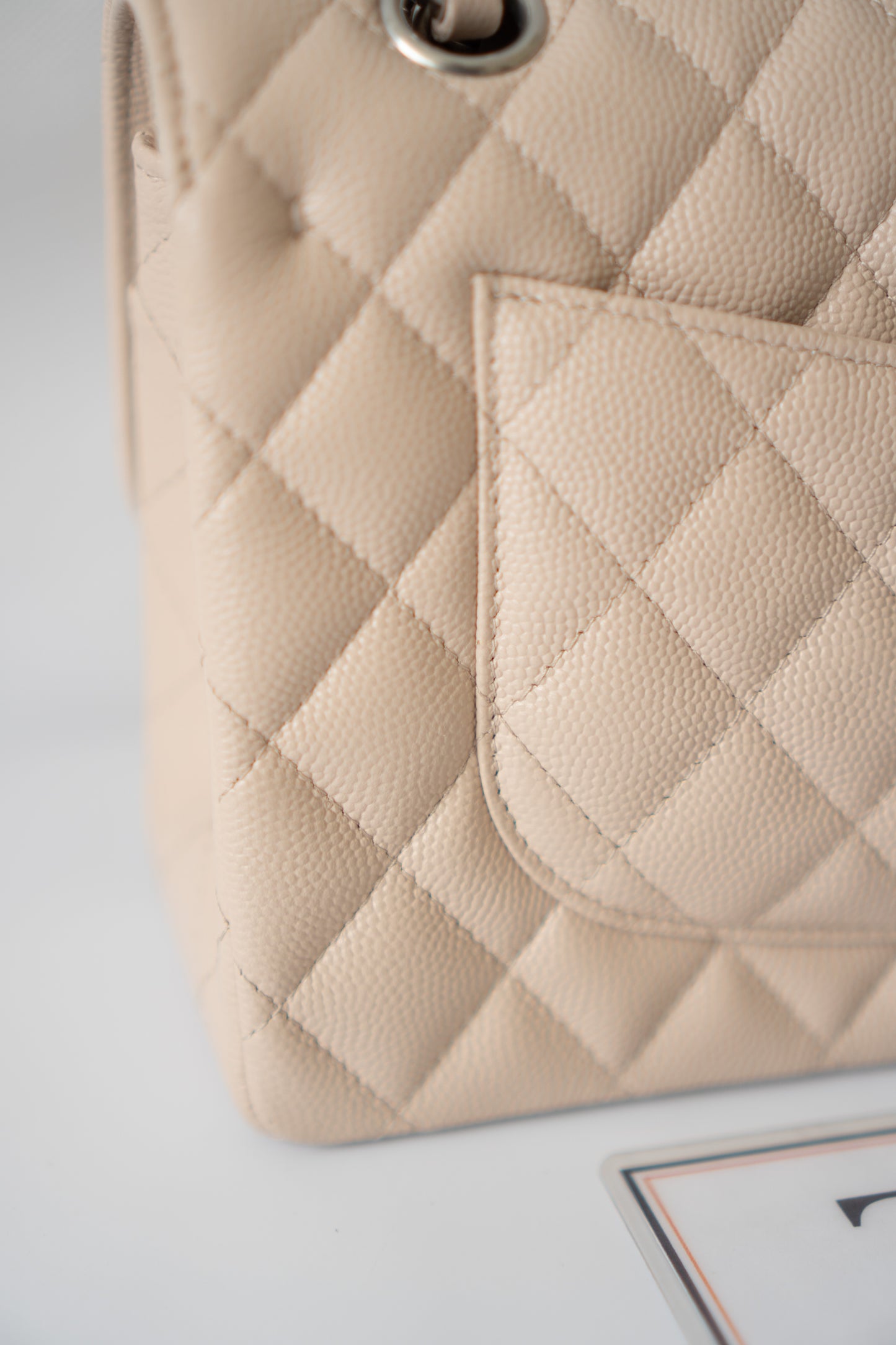 Classic Flap Quilted Flap Bag – Small Light Beige Caviar with Silver Hardware