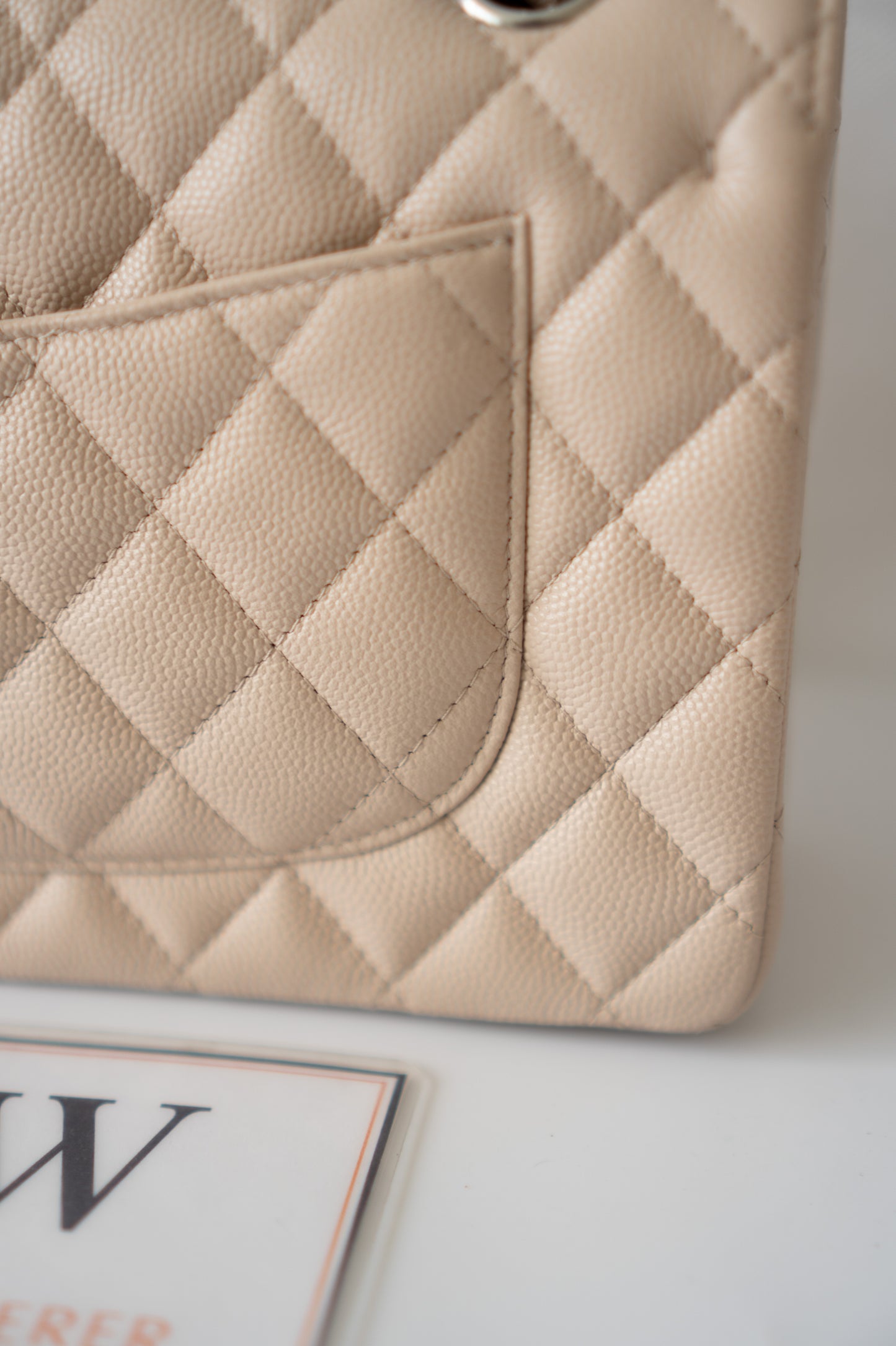 Classic Flap Quilted Flap Bag – Small Light Beige Caviar with Silver Hardware