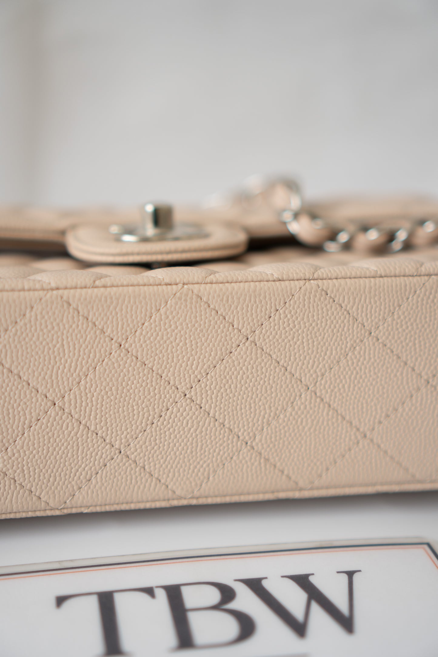 Classic Flap Quilted Flap Bag – Small Light Beige Caviar with Silver Hardware