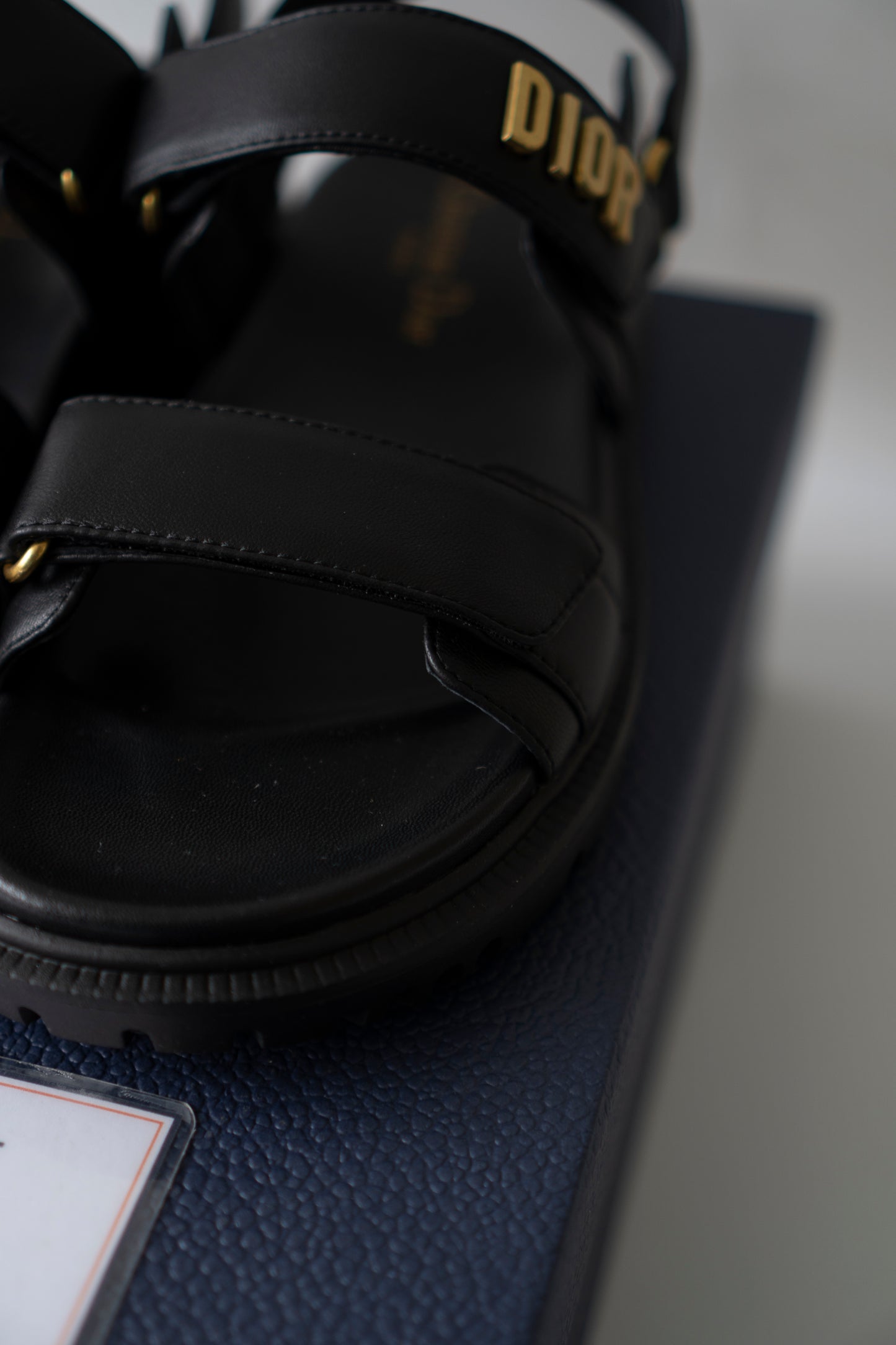Lambskin Strap Sandals – Black with Gold-Tone Details