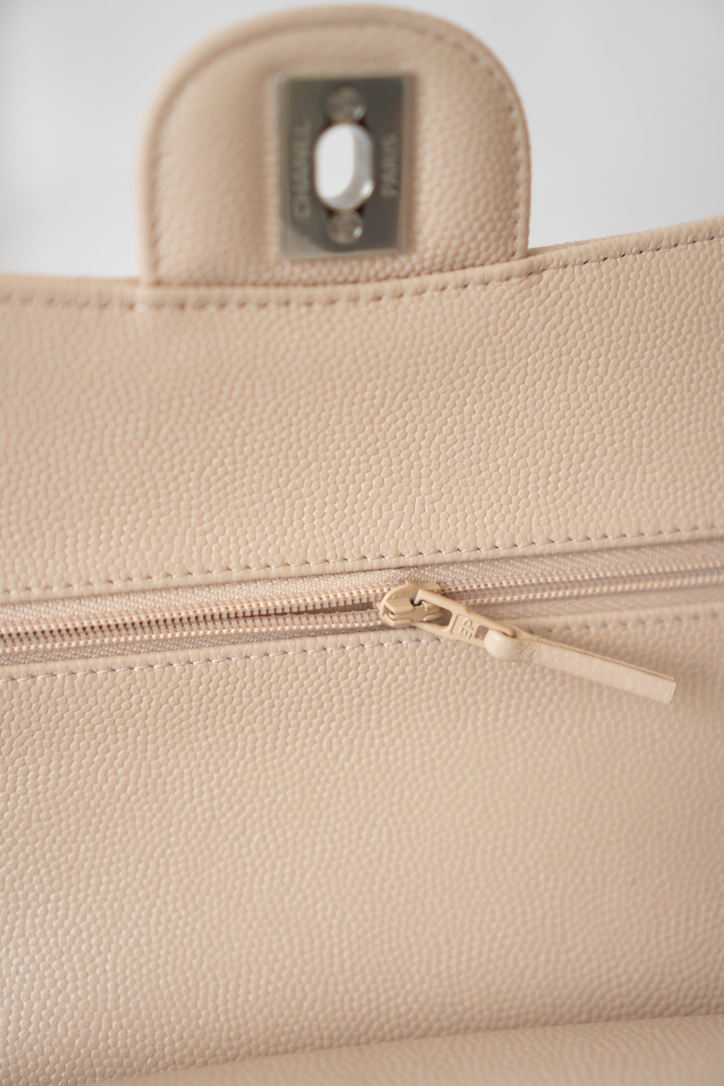 Classic Flap Quilted Flap Bag – Small Light Beige Caviar with Silver Hardware
