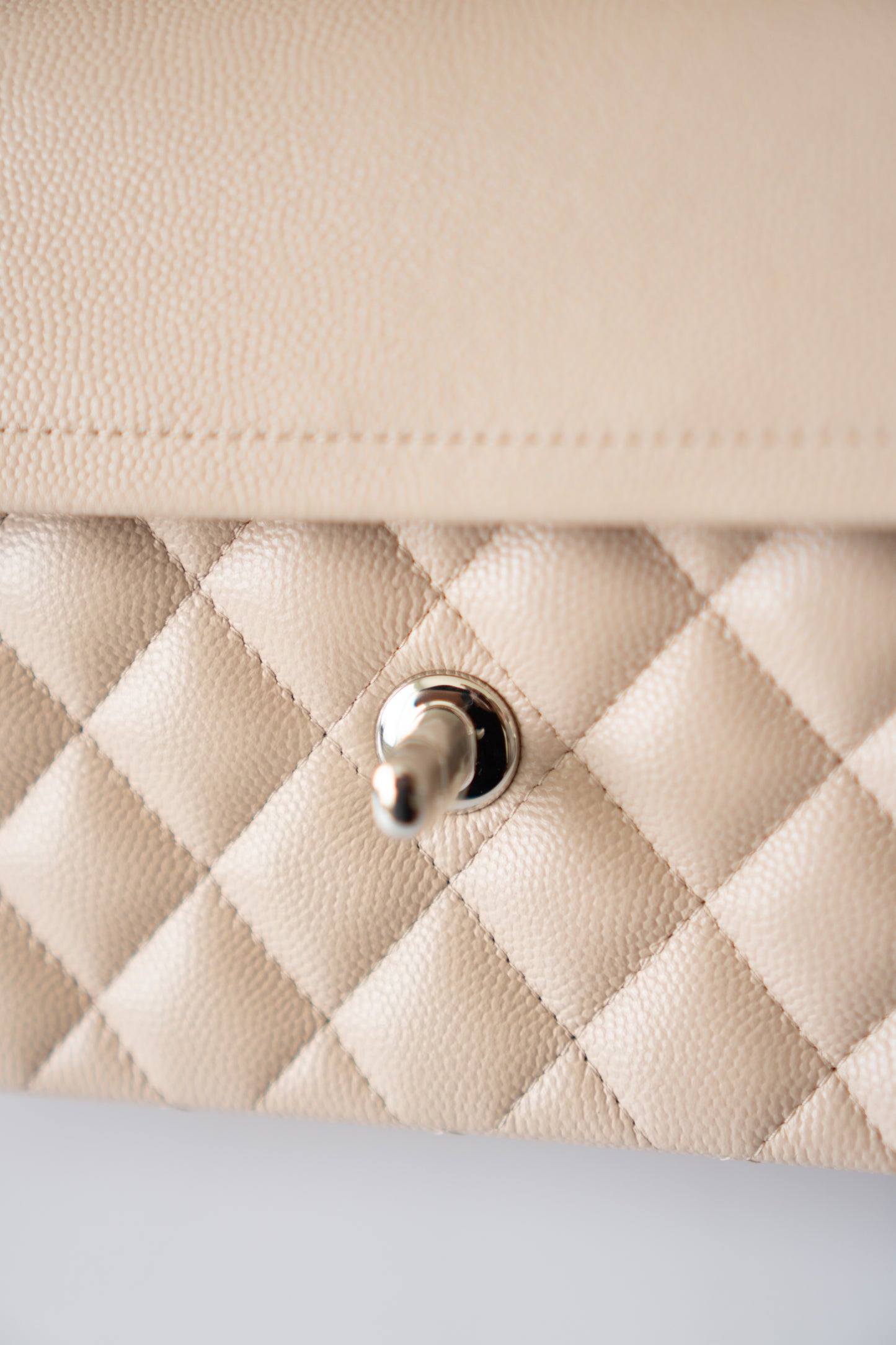 Classic Flap Quilted Flap Bag – Small Light Beige Caviar with Silver Hardware