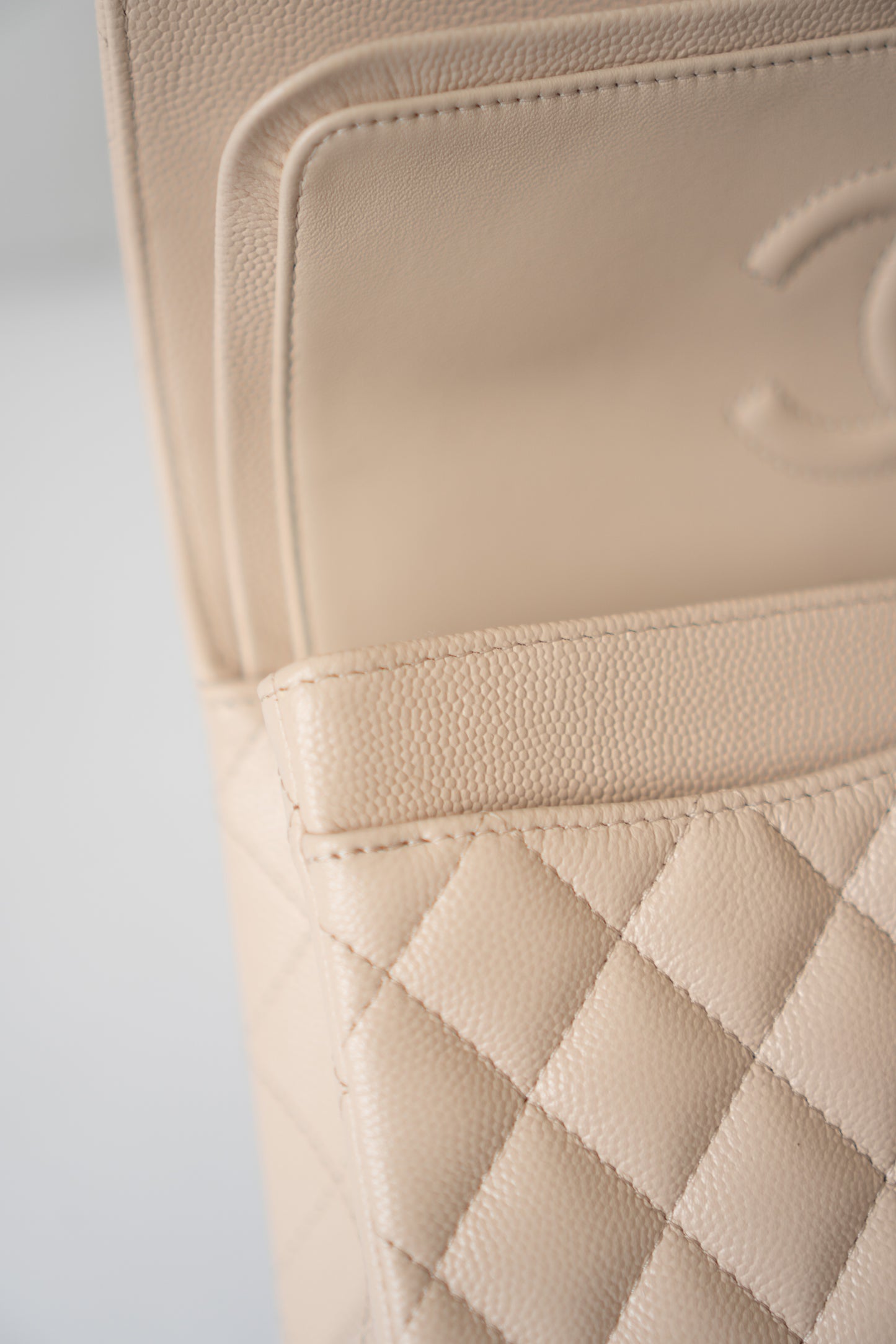 Classic Flap Quilted Flap Bag – Small Light Beige Caviar with Silver Hardware