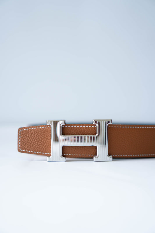 Reversible H Buckle Belt – Black & Brown with Gold Hardware