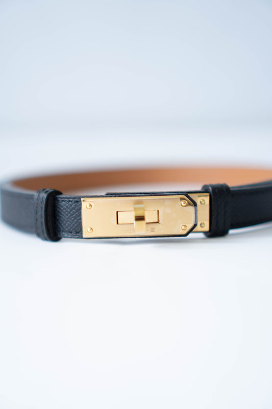 KL 18 Belt – Black Epsom Leather with Gold Hardware