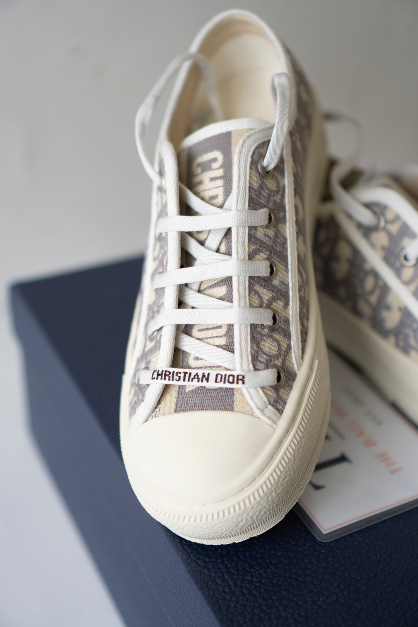 Embroidered Canvas Low-Top Sneakers – Stone Gray