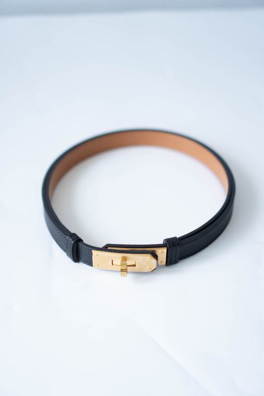 KL 18 Belt – Black Epsom Leather with Gold Hardware
