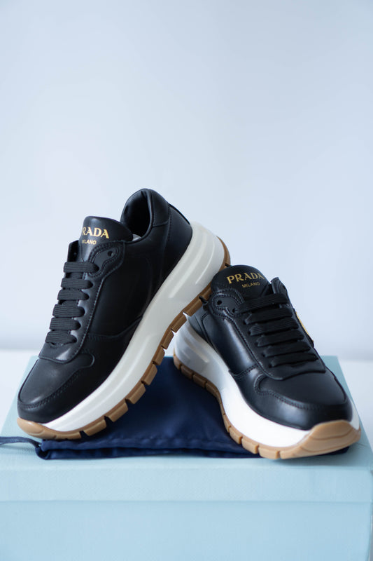 Prax 01 Sneakers – Black Leather with Chunky Sole
