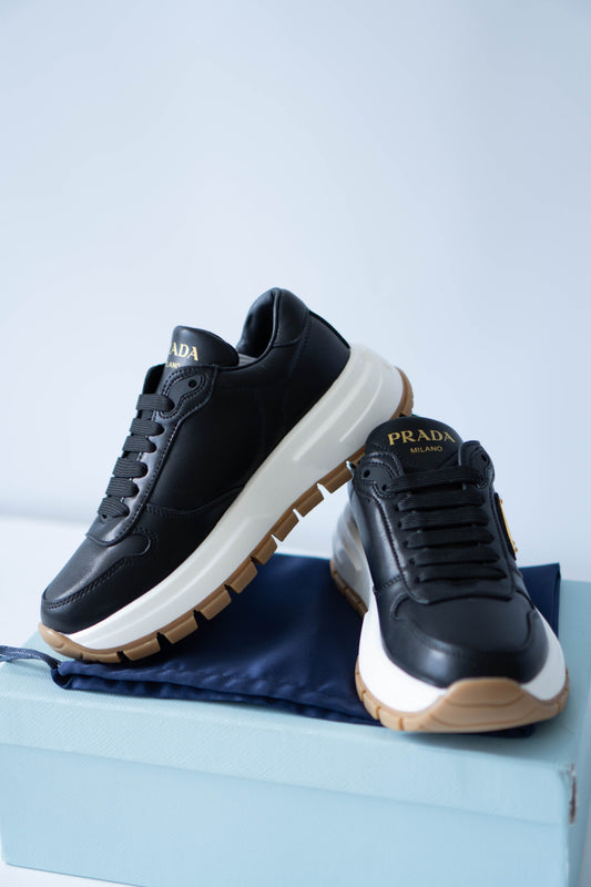 Prax 01 Sneakers – Black Leather with Chunky Sole
