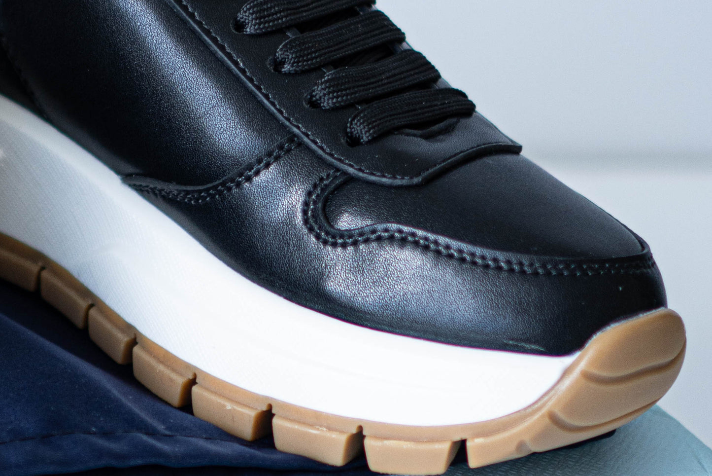 Prax 01 Sneakers – Black Leather with Chunky Sole