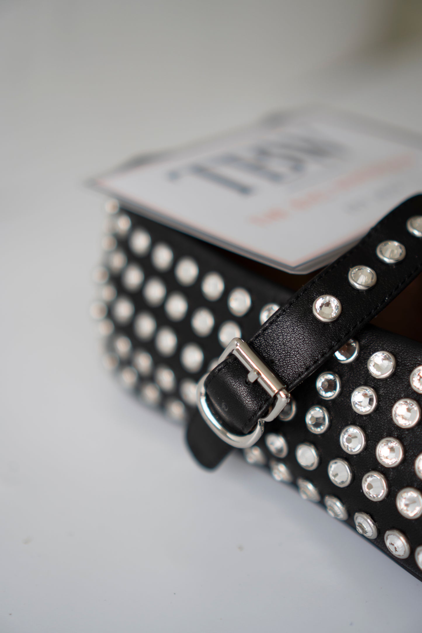 Crystal Studded Mary Jane Flats – Black Leather