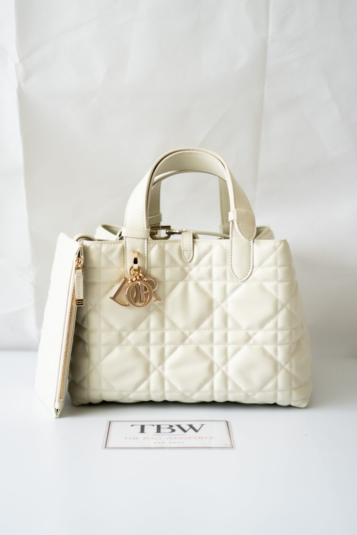 Toujour Quilted Tote Bag – Latte Calfskin with Light Gold Hardware