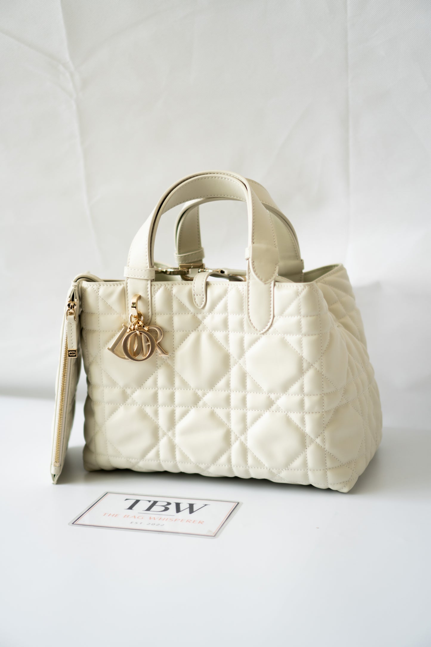 Toujour Quilted Tote Bag – Latte Calfskin with Light Gold Hardware