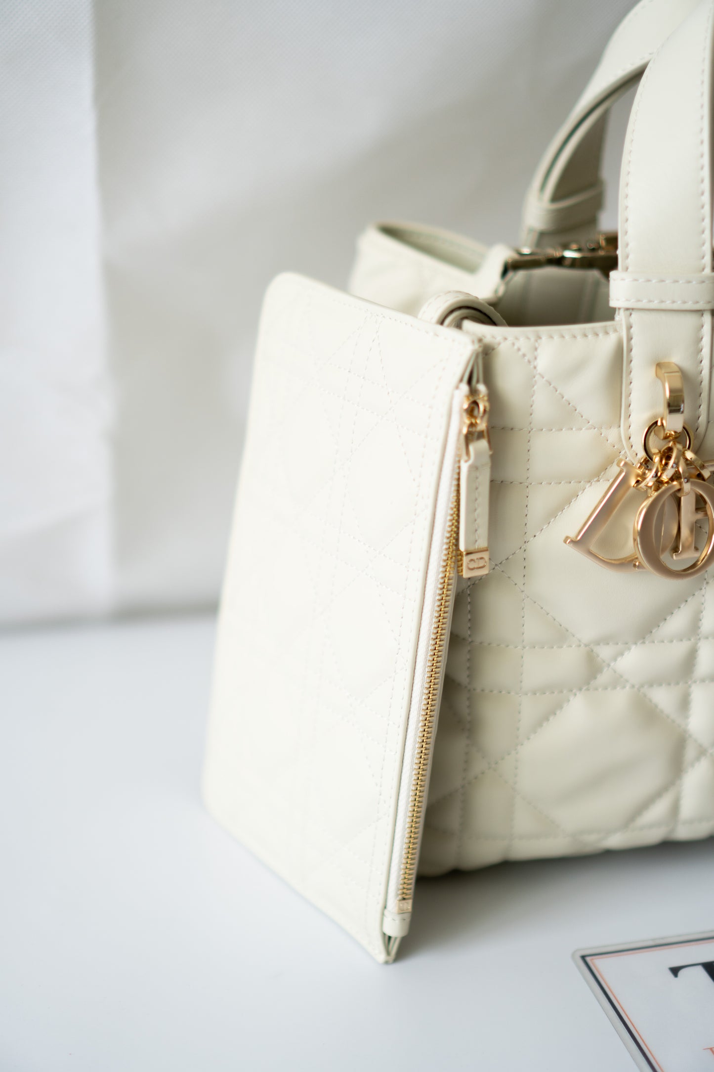 Toujour Quilted Tote Bag – Latte Calfskin with Light Gold Hardware