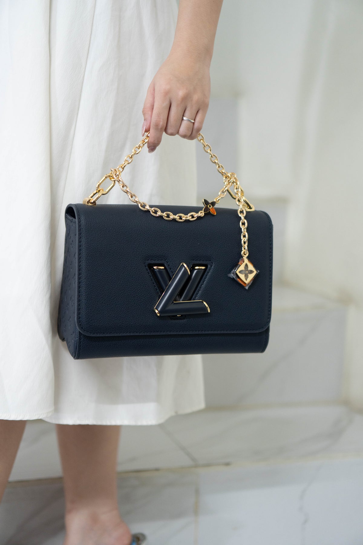 Twist MM Chain Bag – Dark Navy Monogram Empreinte & Epi Leather