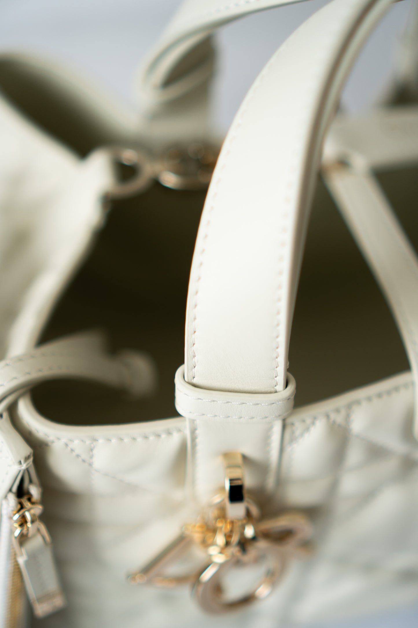 Toujour Quilted Tote Bag – Latte Calfskin with Light Gold Hardware