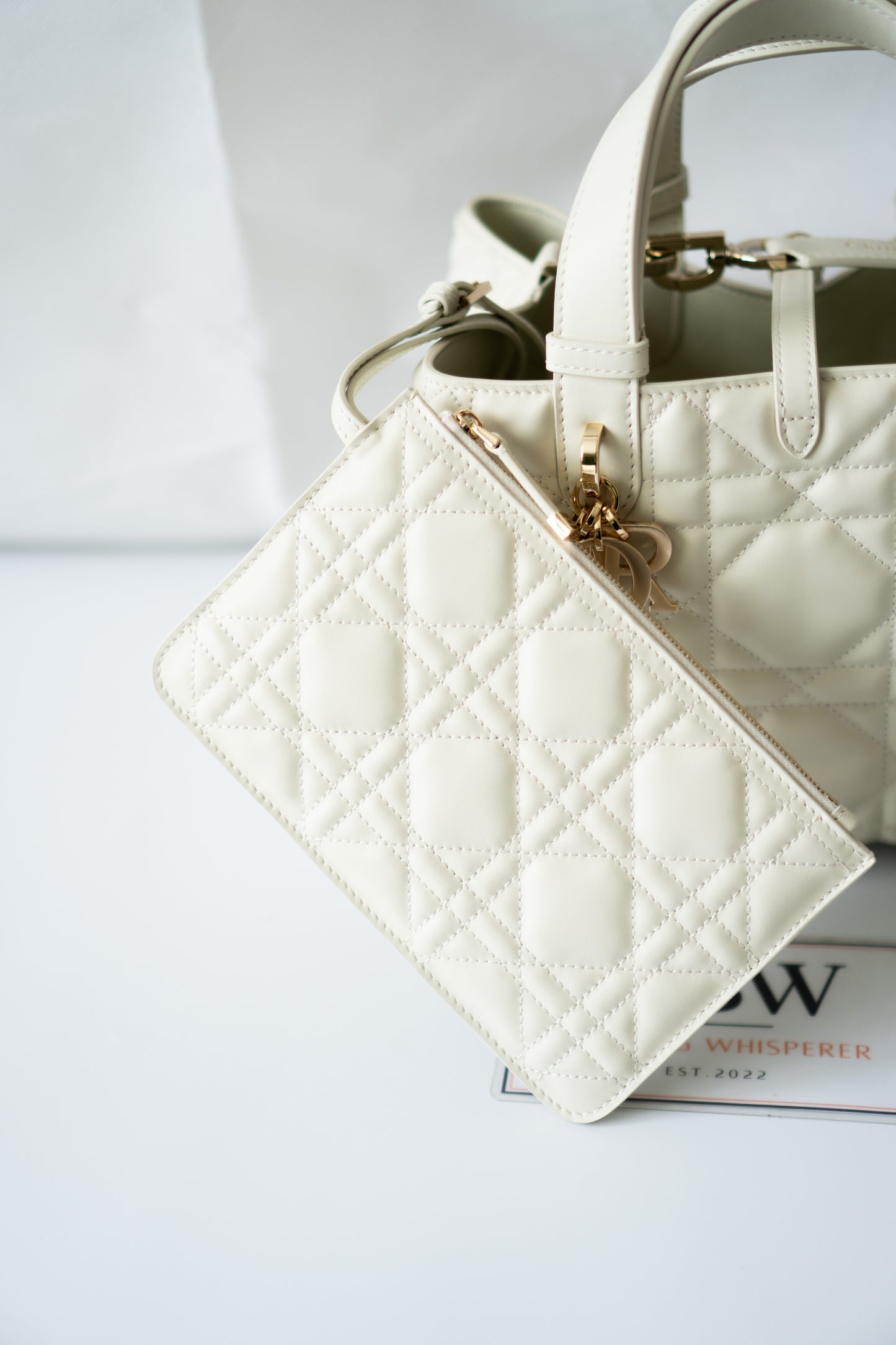 Toujour Quilted Tote Bag – Latte Calfskin with Light Gold Hardware