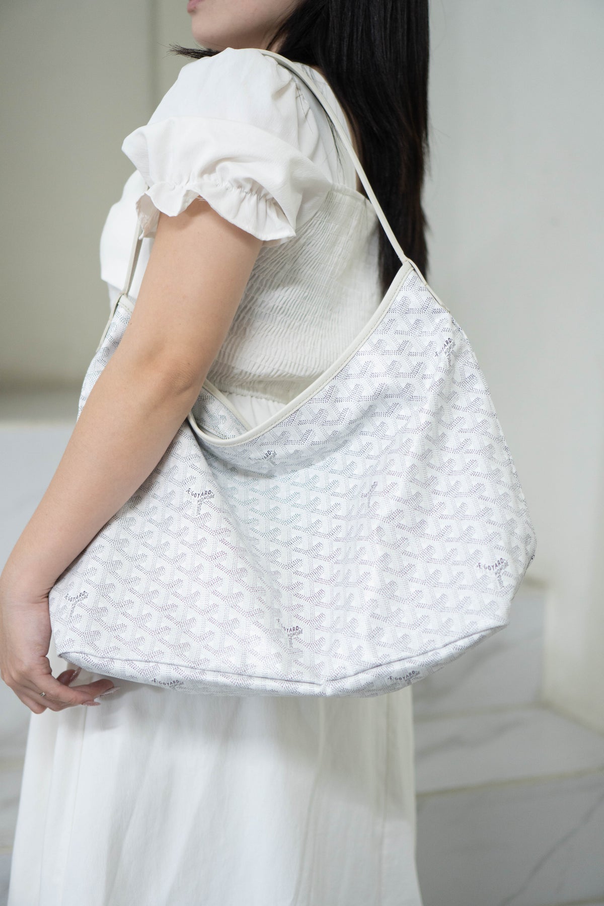 Bohème PM Hobo Bag – White Coated Canvas