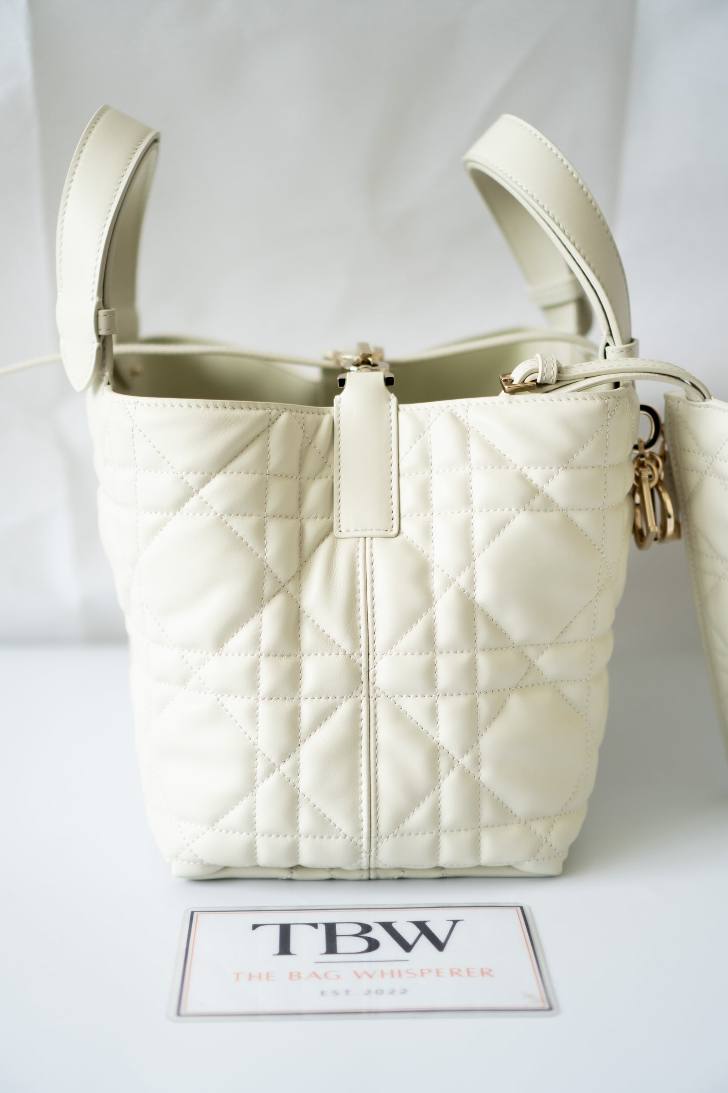 Toujour Quilted Tote Bag – Latte Calfskin with Light Gold Hardware