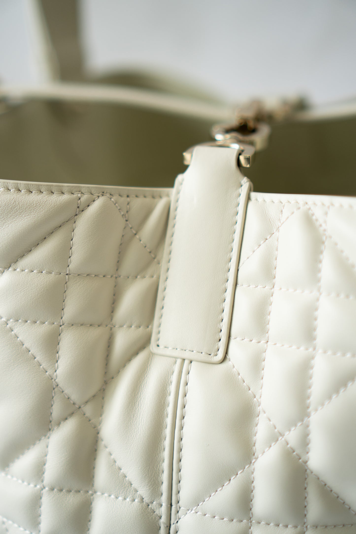Toujour Quilted Tote Bag – Latte Calfskin with Light Gold Hardware