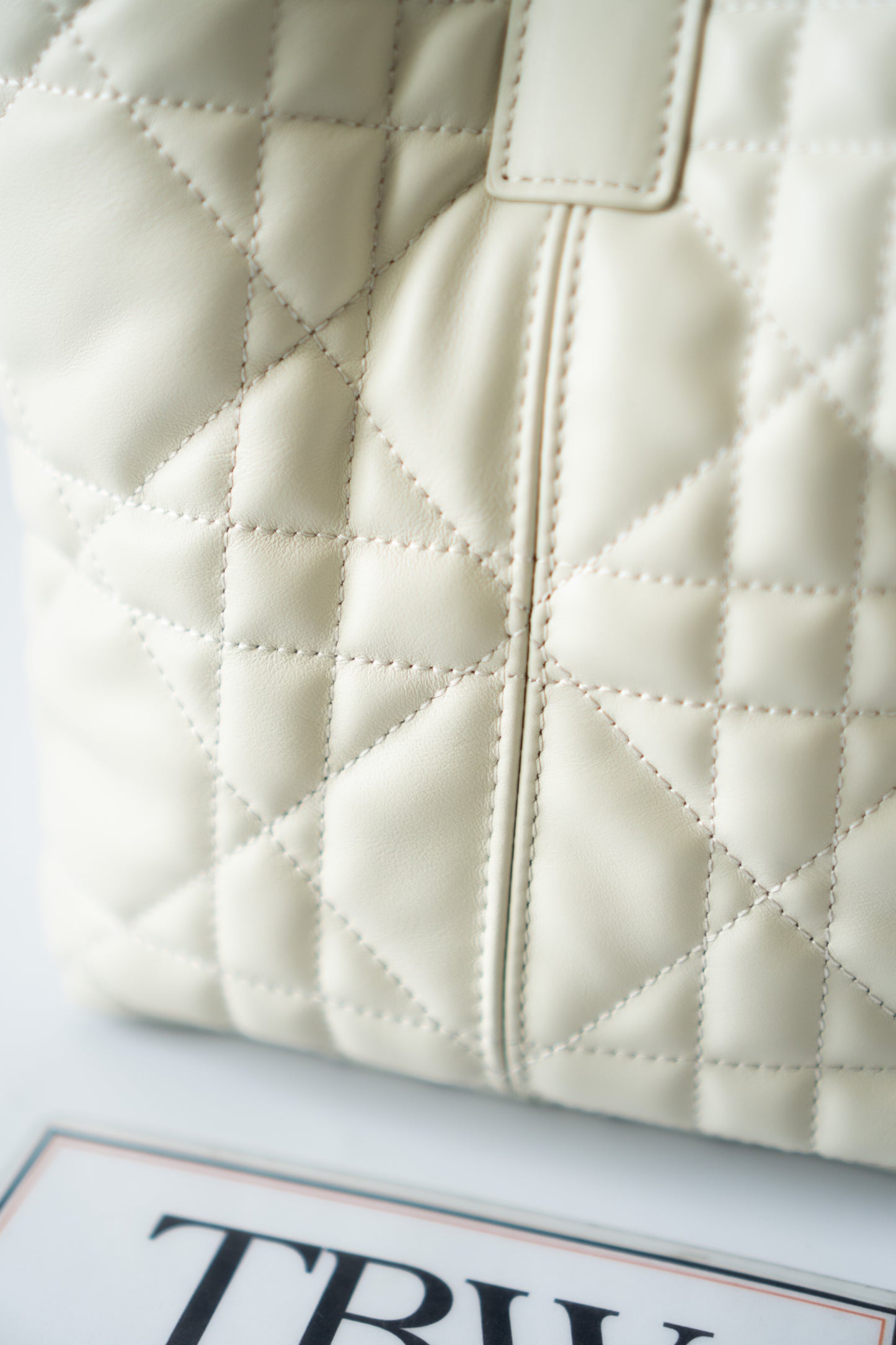 Toujour Quilted Tote Bag – Latte Calfskin with Light Gold Hardware