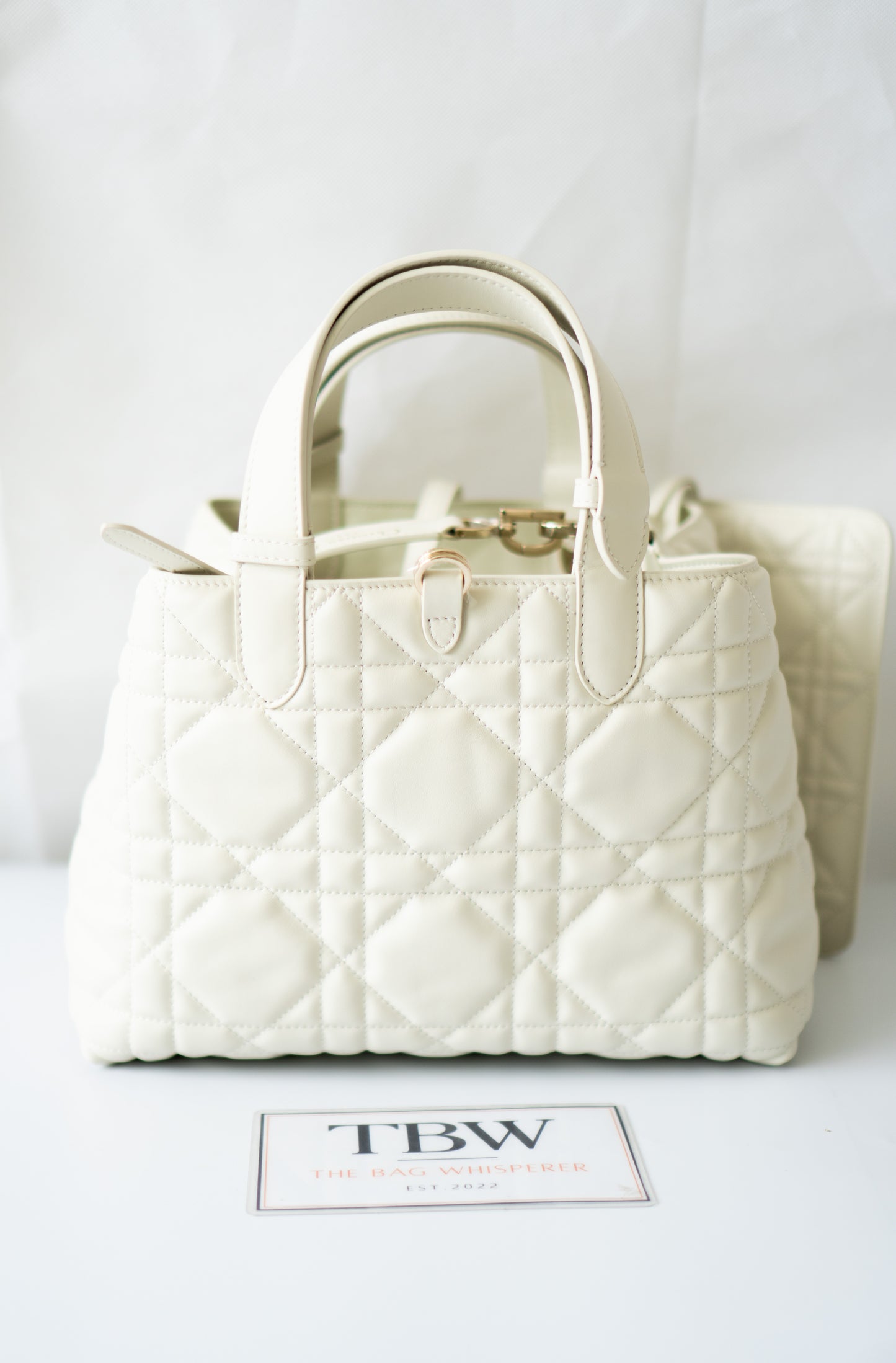 Toujour Quilted Tote Bag – Latte Calfskin with Light Gold Hardware