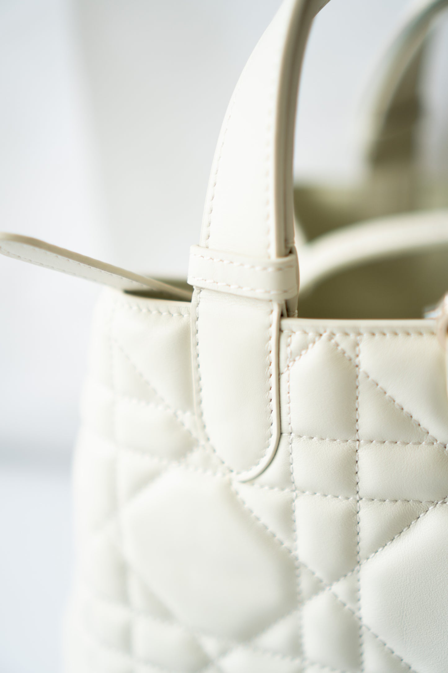Toujour Quilted Tote Bag – Latte Calfskin with Light Gold Hardware