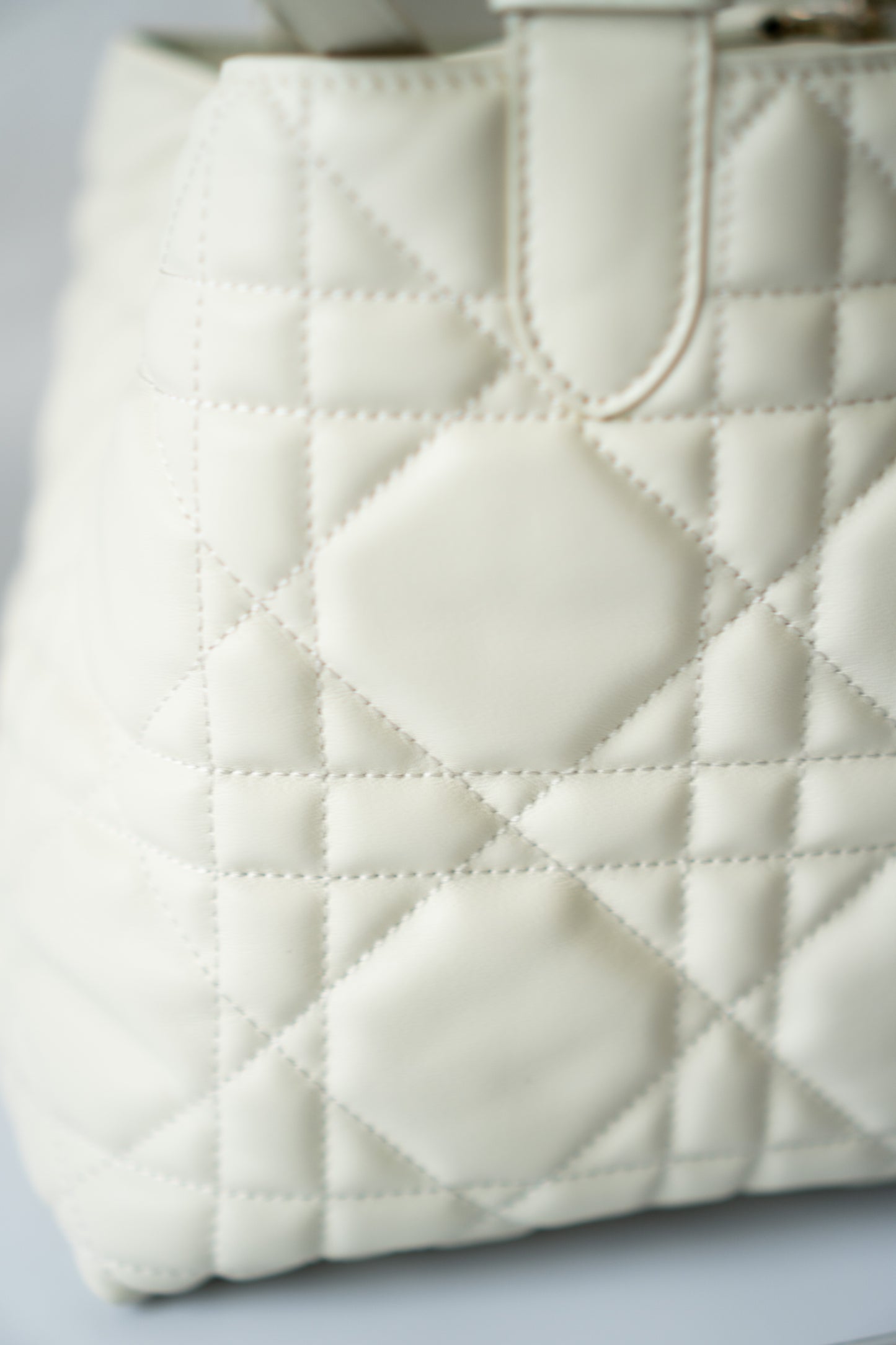 Toujour Quilted Tote Bag – Latte Calfskin with Light Gold Hardware
