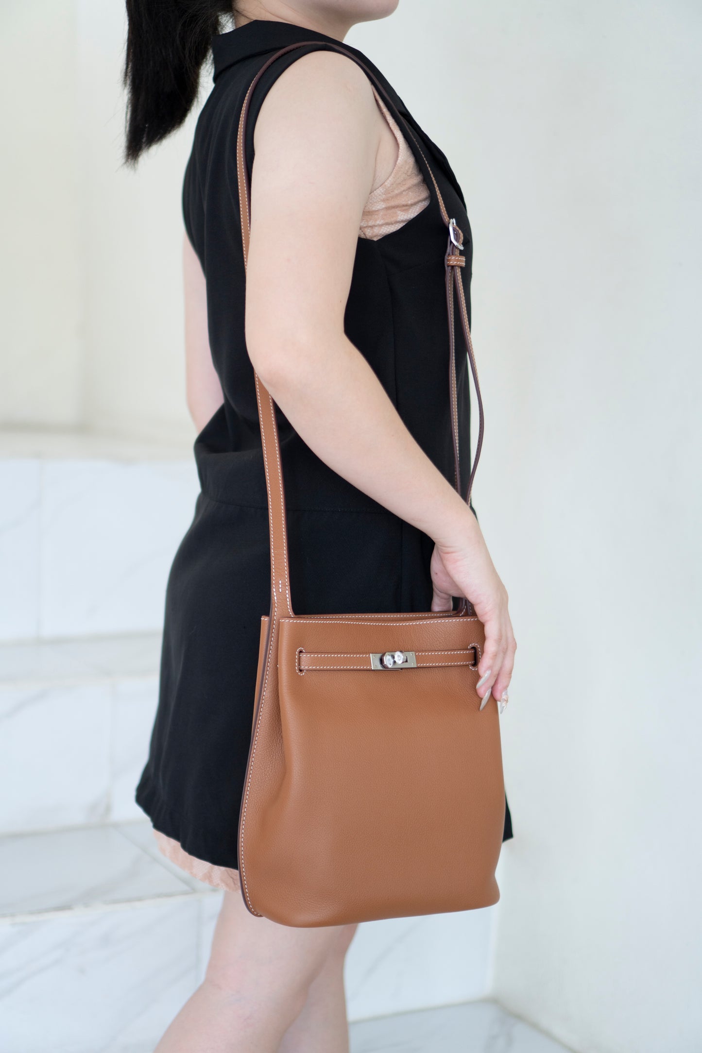 So Kelly Mini – Gold Evercolor Leather with Palladium Hardware (no logo)
