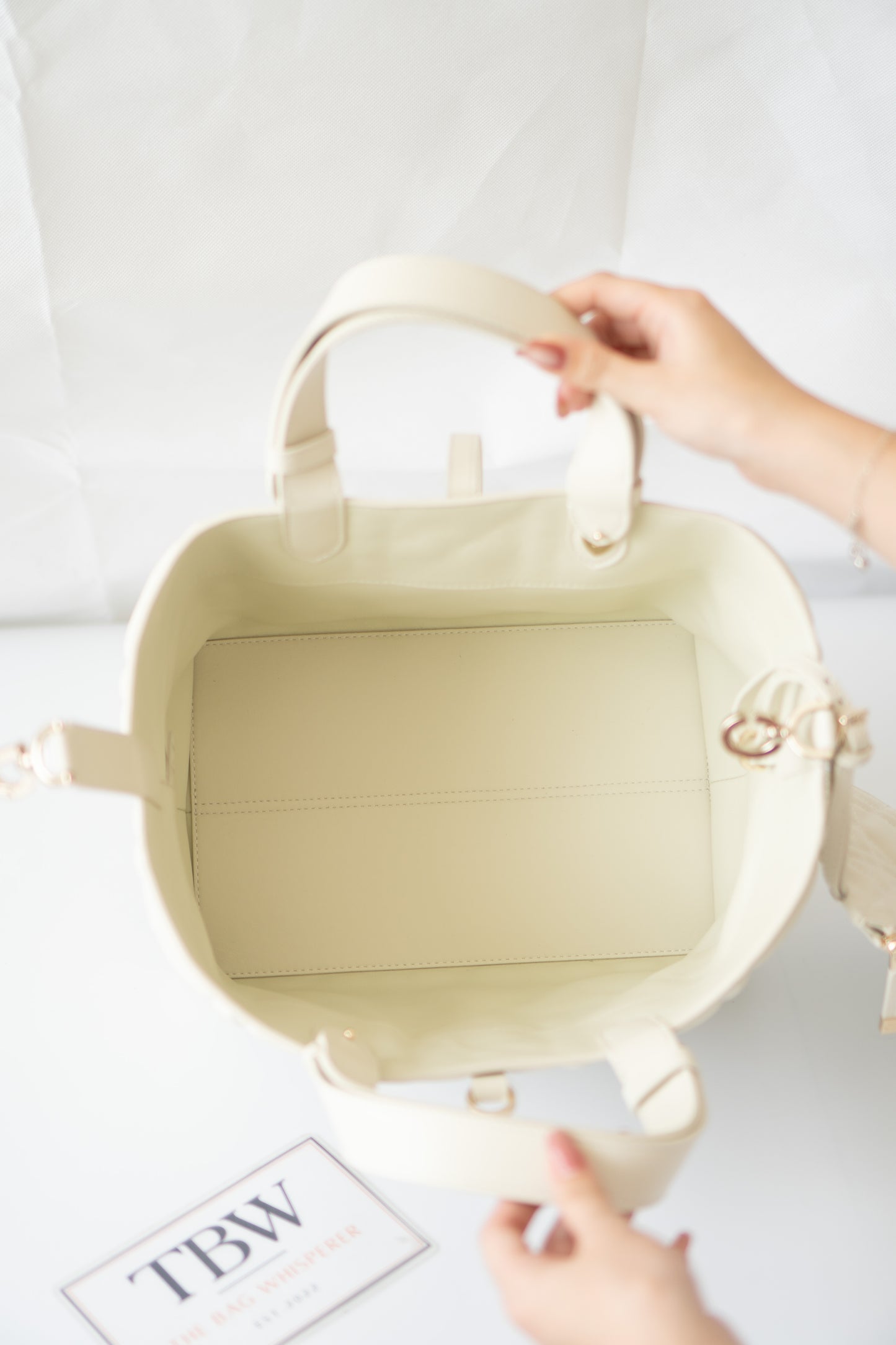 Toujour Quilted Tote Bag – Latte Calfskin with Light Gold Hardware
