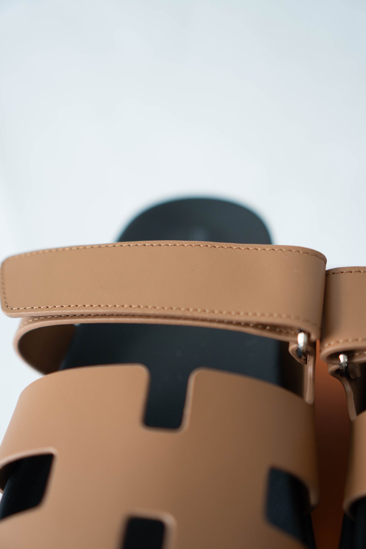 Chypre Sandals – Gold Calfskin & Black Rubber Sole
