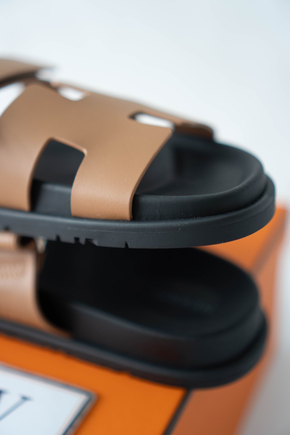 Chypre Sandals – Gold Calfskin & Black Rubber Sole
