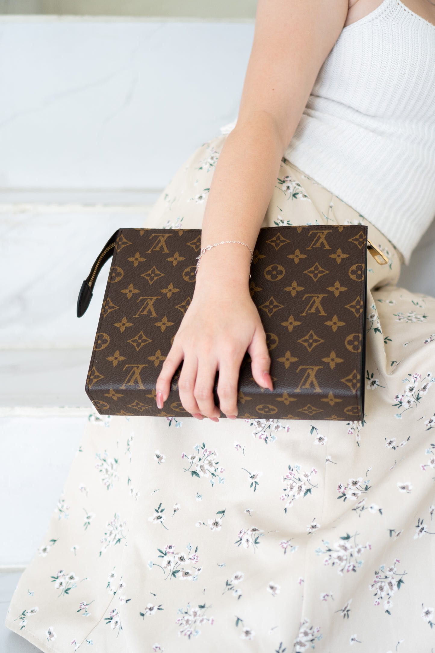 Structured Travel Pouch – Monogram Canvas with Black Leather Trim